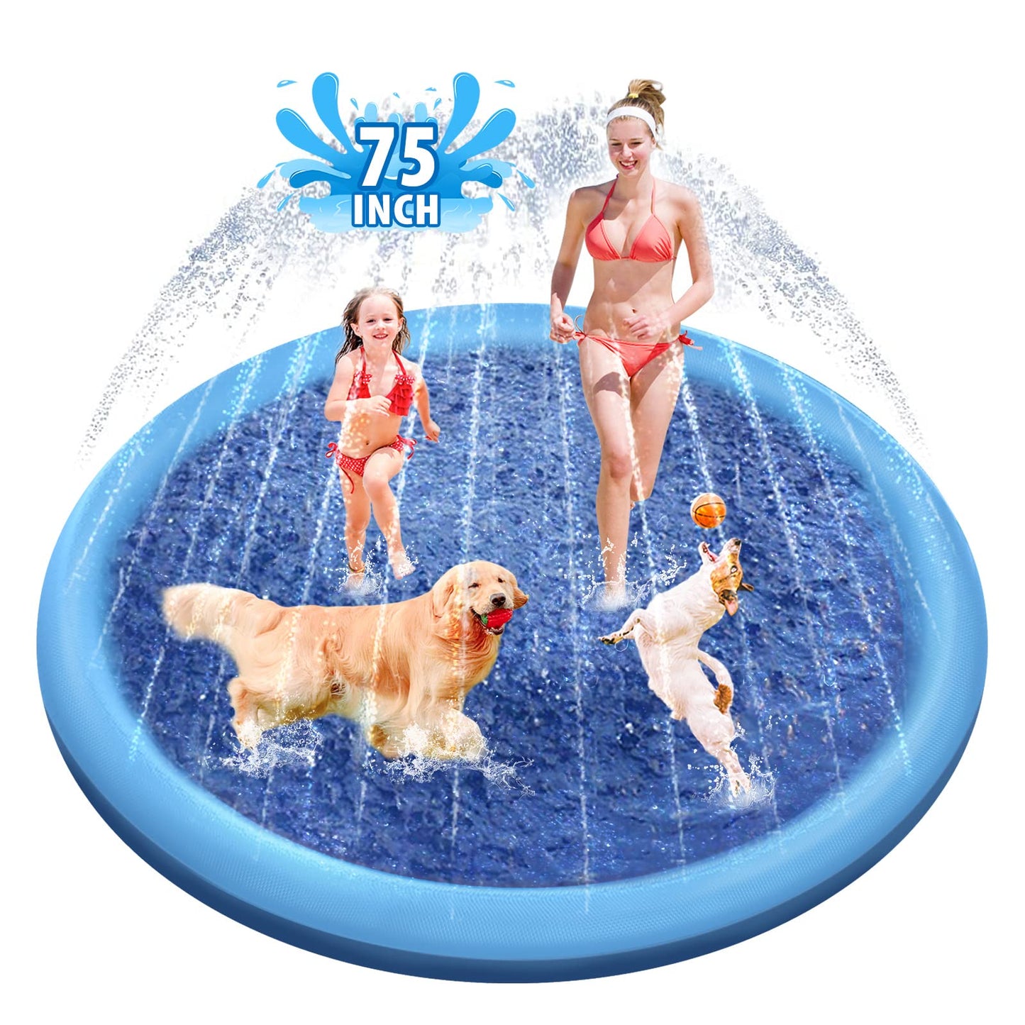 HotRaxurt Non-Slip Splash Pad for Kids and Dog, 67'' Splash Pad Thicken 0.58mm for Kids Ages 4-8 Toddler Baby Splash Sprinkler Pad Dog Pool Summer Outdoor Water Toys for Boys Girls