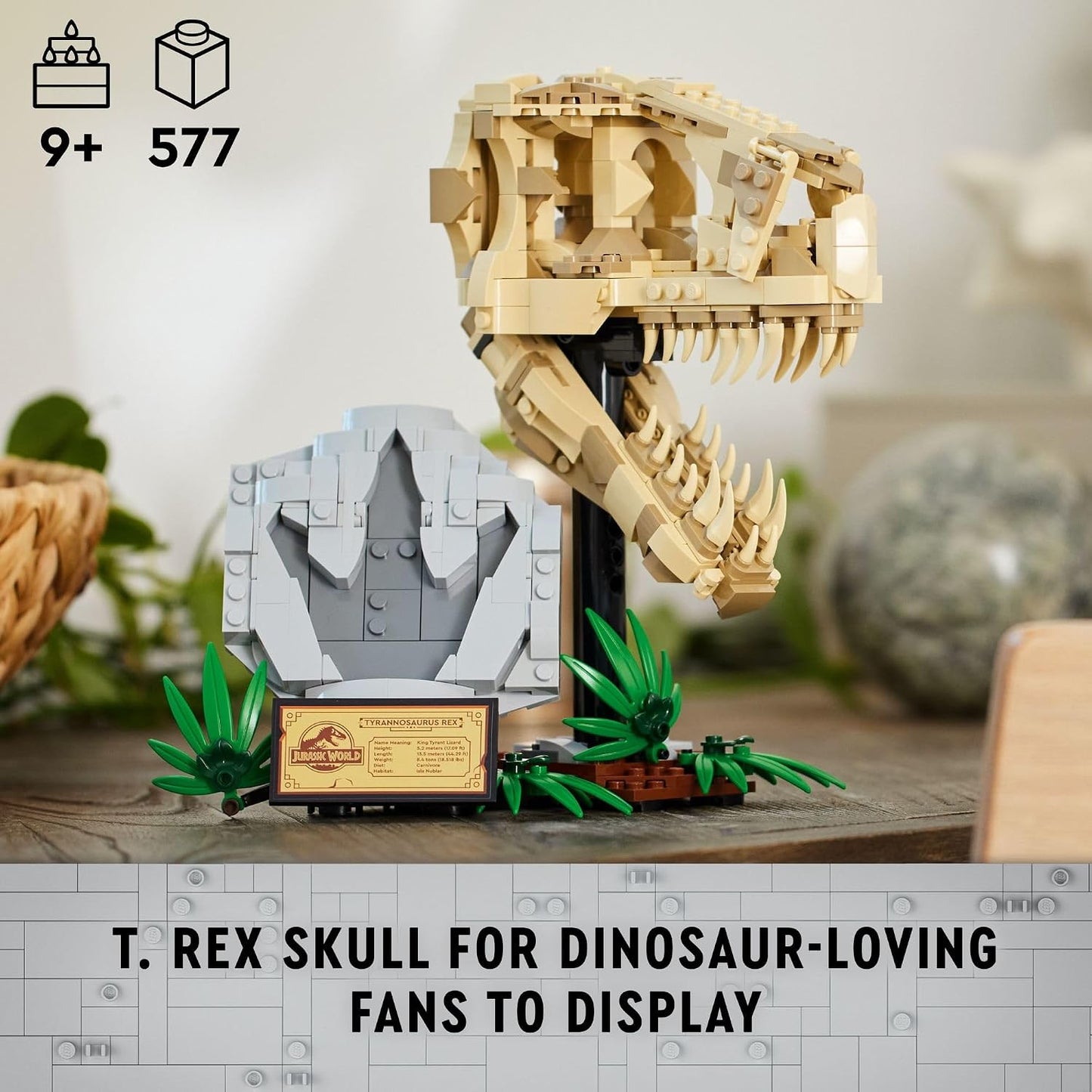 HotLEGO Jurassic World Dinosaur Fossils: T Rex Skull Building Toy - Dinosaur Toy for Boys & Girls, Ages 9+ Years - Gift for Christmas - Display for Bedroom - 76964