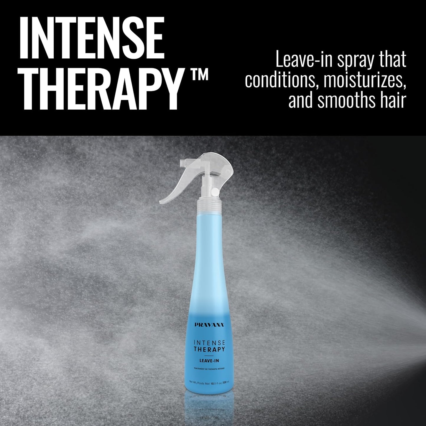 HotPRAVANA Intense Therapy Leave-In Conditioner Spray Treatment & Detangler | Instantly Detangles & Hydrates | Equalizes Hair Porosity | For All Hair Types | Strengthens & Softens Hair