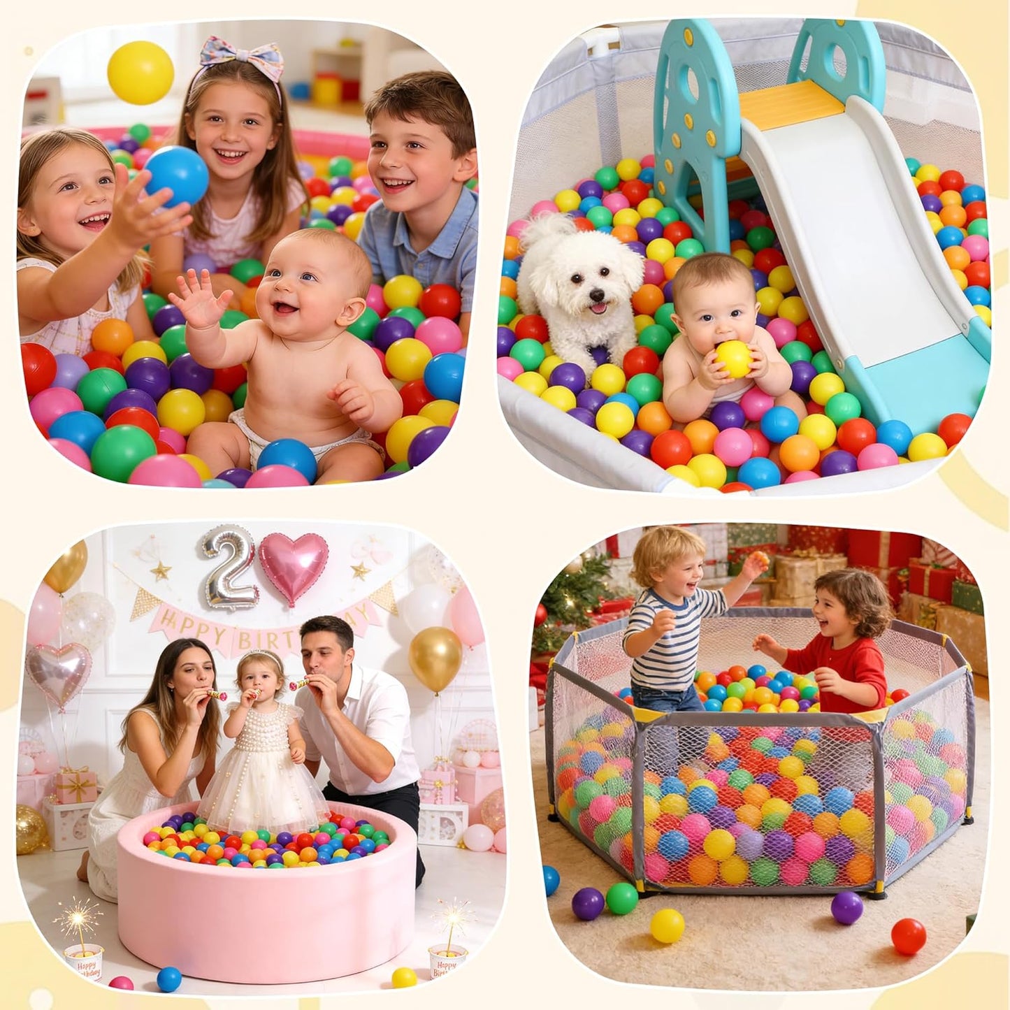 HotHovenlay Ball Pit Balls Phthalate Free BPA Free Crush Proof Plastic - 7 Bright Colors in Reusable Play Toys for Kids with Storage Bag