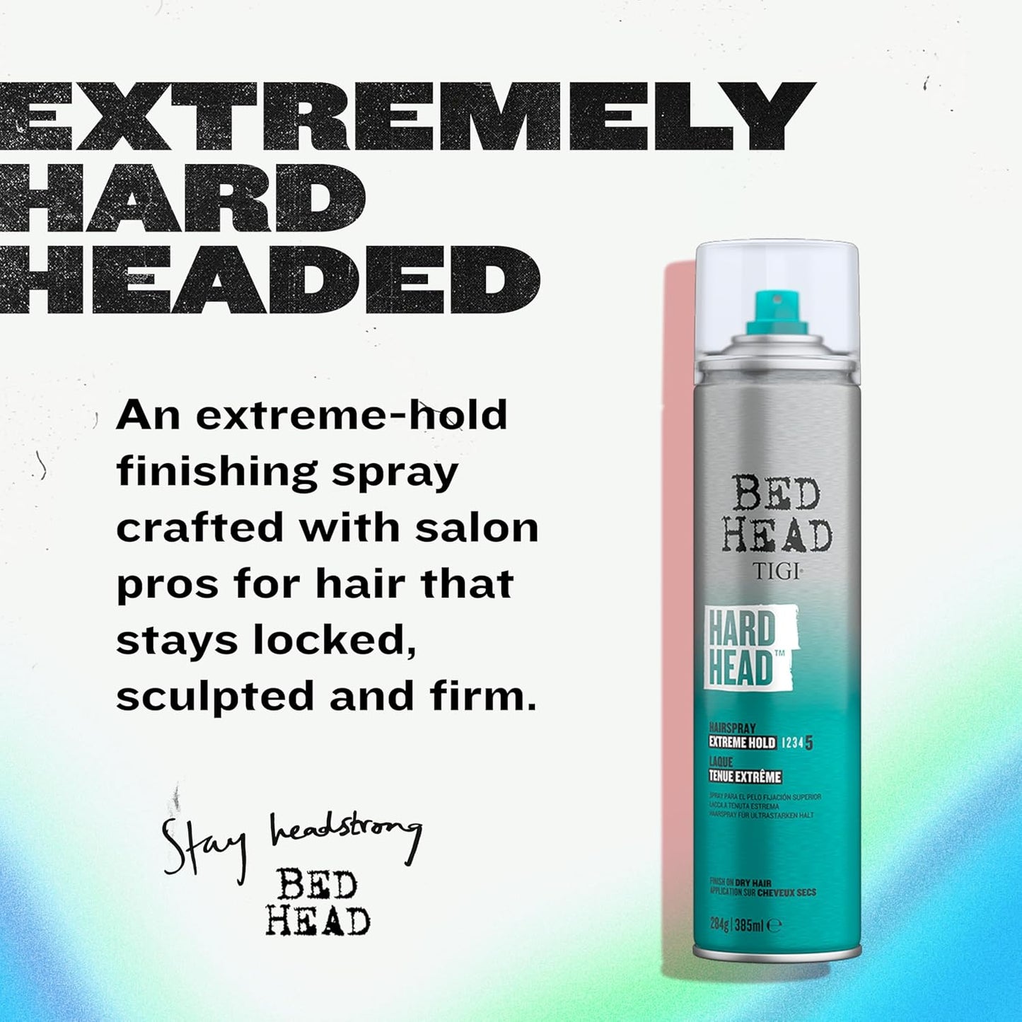 HotTIGI Bed Head Hard Head Hair Spray – Extra Strong Hold for All Day Style and All Hair Types, 11.7 oz