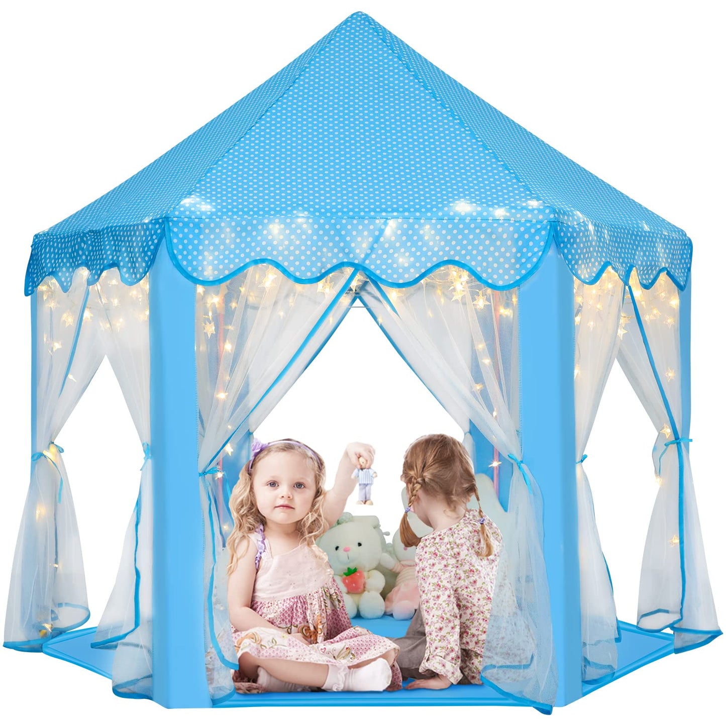 HotMonobeach Princess Tent Girls Large Playhouse Kids Castle Play Tent with Star Lights Toy for Children Indoor and Outdoor Games, 55'' x 53'' (DxH)