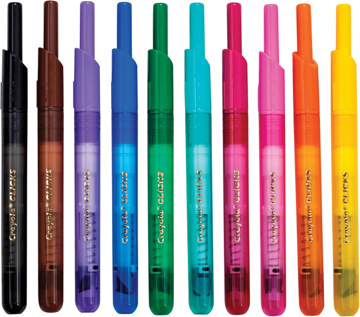 HotCrayola Clicks Retractable Tip Markers (10ct), Washable Cone Tip Art Marker Set, Cute Aesthetic School Supplies, Classroom Must Haves, Ages 3+