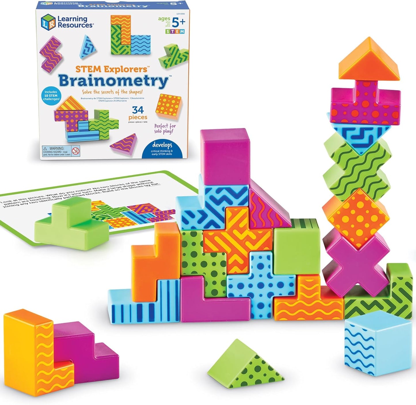HotLearning Resources STEM Explorers Brainometry - 3D Puzzle Games for Kids, Kids Travel Games, Brain Teaser Puzzles, Pattern Memory Game, Brain Game Toys, Classroom Toys, 5 Year Old Boy and Girl Gifts