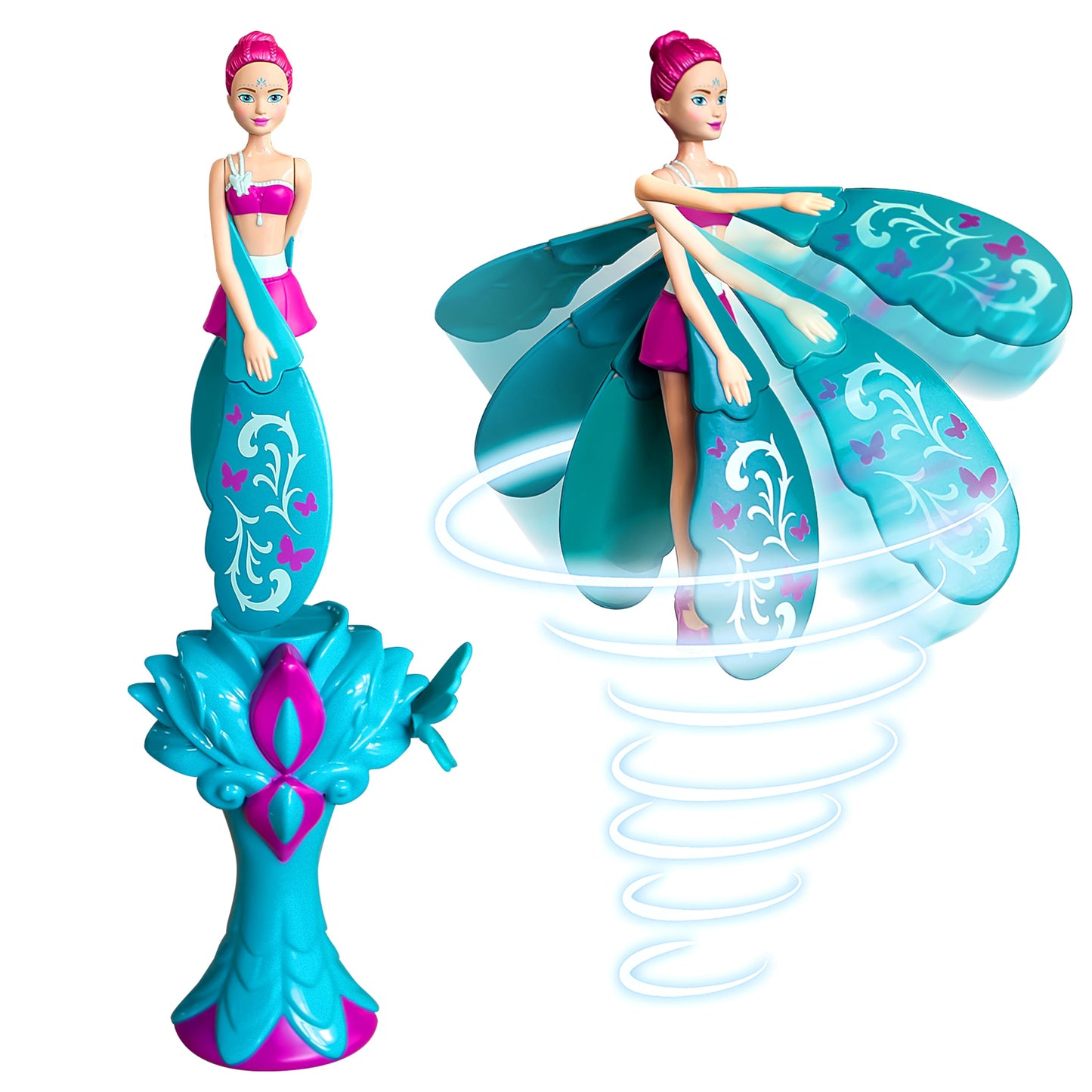 Hot Sky Dancers Flying Doll – Fuchsia Fantasy | Original 90s Throwback Toy that Really Flies | Pull-String Powered, No Batteries Needed | Magical Gift for Girls & Boys Ages 6+