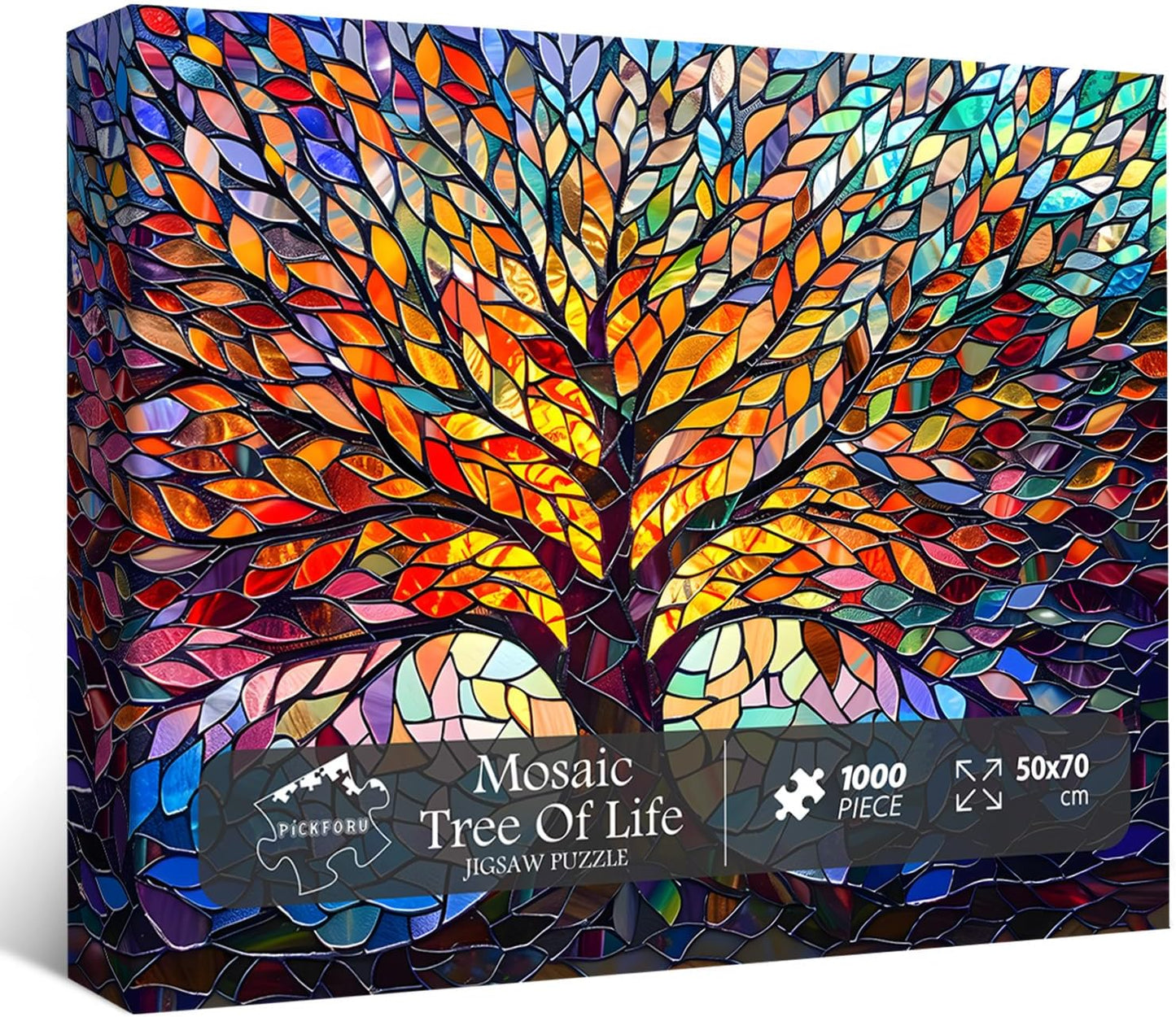 HotPICKFORU Stained Glass Puzzle Tree of Life Puzzles for Adults 1000 Pieces, Impossible Hard Difficult Challenging Puzzles for Adults, Colorful Mosaic Tree of Life Jigsaw Puzzle 1000 Pieces