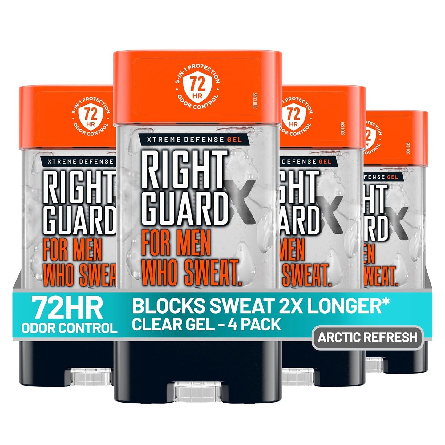 HotRight Guard Xtreme Defense Antiperspirant Deodorant Gel, Arctic Refresh Scent - 5-in-1 Deodorant Men Can Trust, 72-Hour Odor Control Invisible Gel for Men, 4 oz (4 Pack)