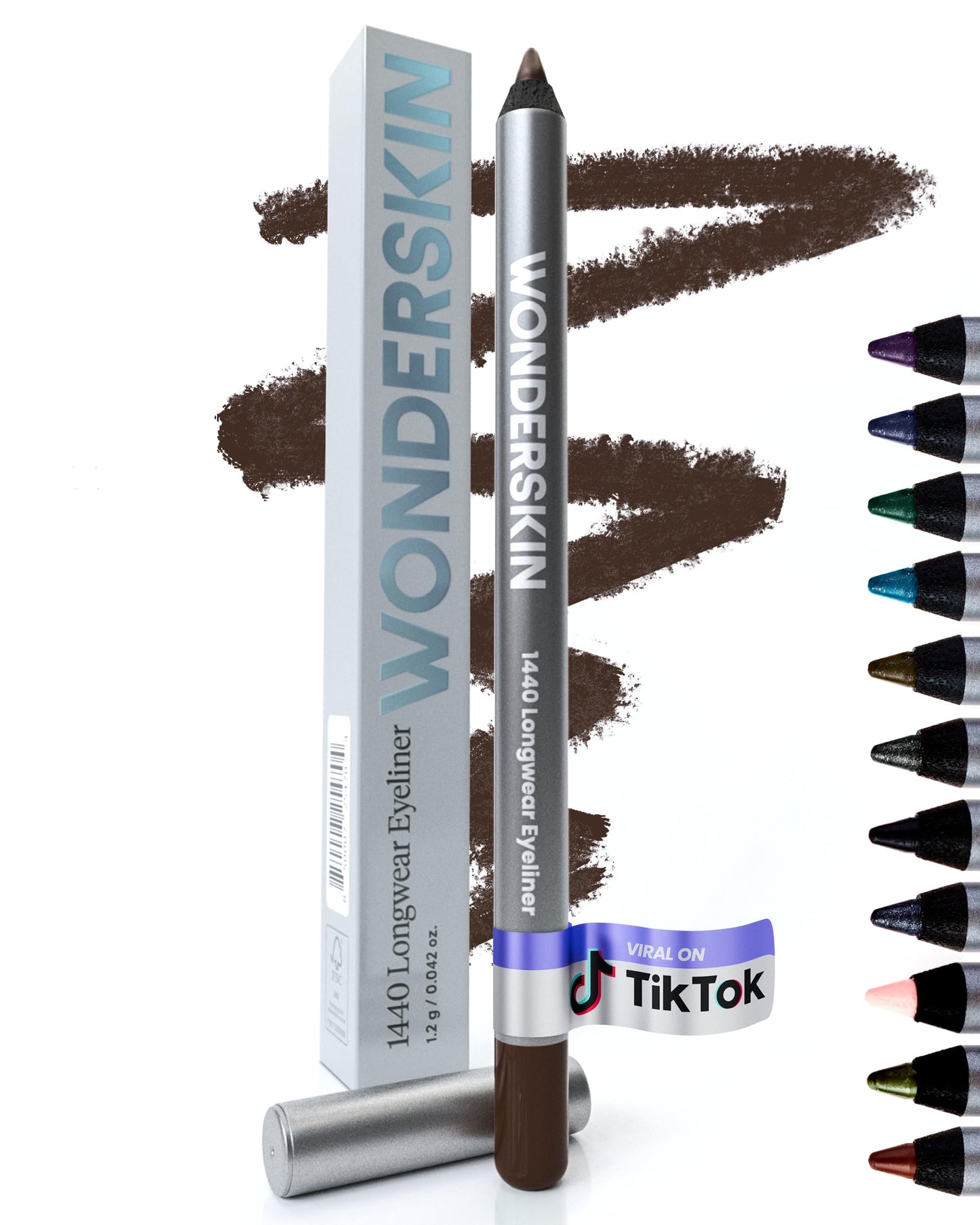 HotWonderskin Eyeliner Pencil, 1440 Longwear Brown Eyeliner Pencil - Waterproof, Sharpenable & Smudge Proof (Kalamata)