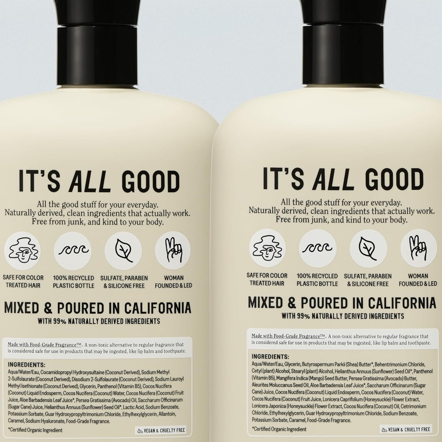 HotCalifornia Naturals Classic Clean Toasted Coconut Shampoo Conditioner Set, Natural, Vegan, Cruelty, Silicone, Paraben, and Sulfate Free, All Hair Types, 20 Fl Oz