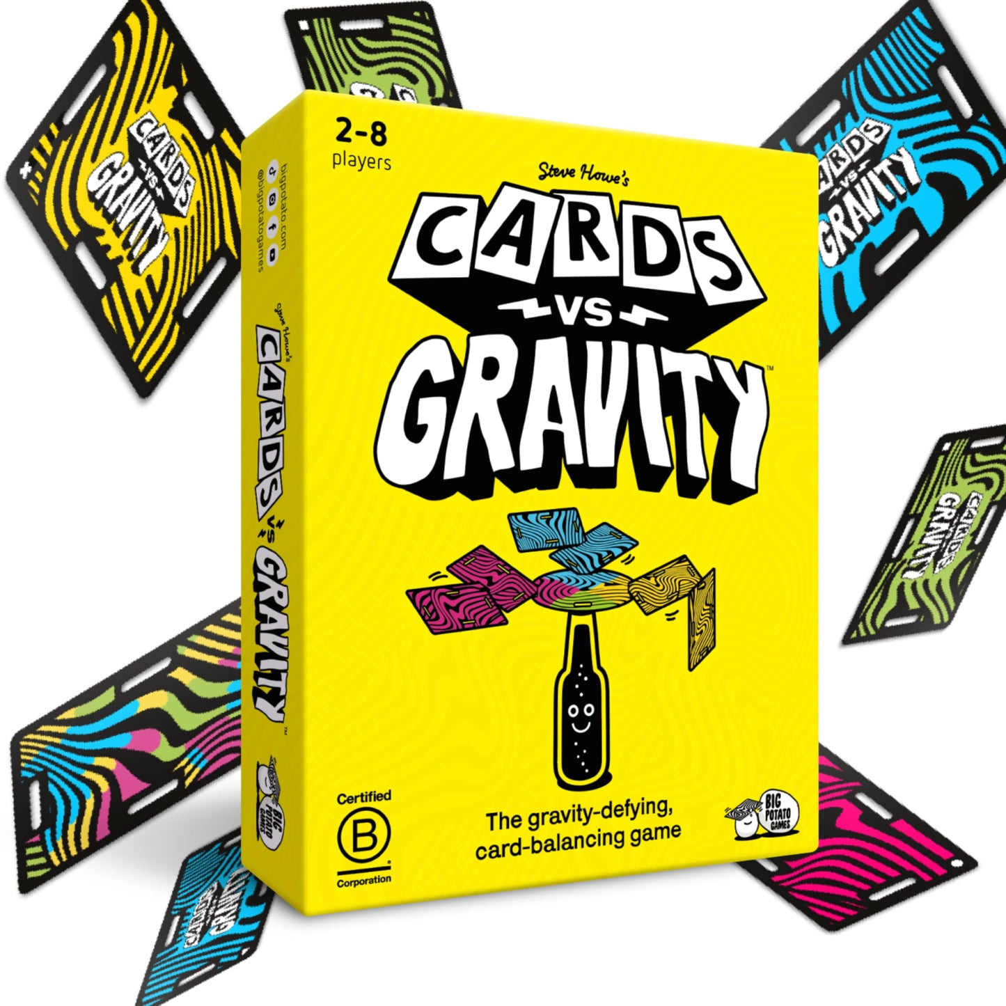 Hot Big Potato Cards vs Gravity: Ultimate Stacking & Balancing Card Game | Waterproof Board Game for Family Fun, Holidays & Game Nights | 2-4 Players