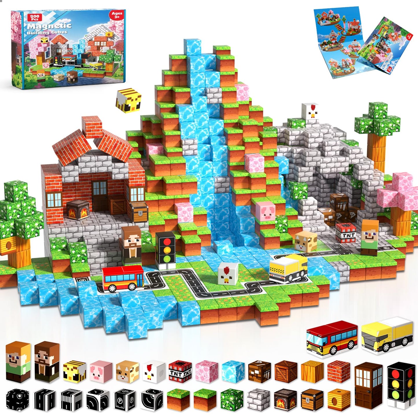Hot Magneverse 200 PCS 0.8in Magnetic Blocks - Magnet Toys for Kids, Magnetic Building Blocks Cubes, Stacking Magnets, School STEM Toys Birthday Gifts for Boys and Girls Age 3+ Years Old (Theme: Portal)