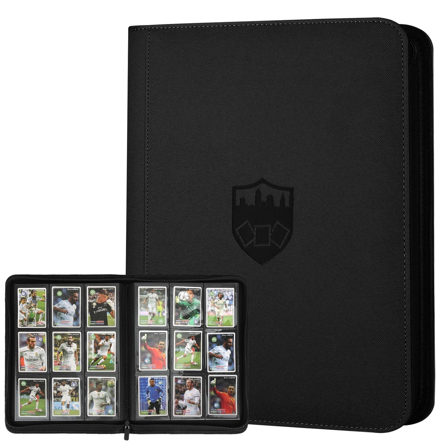 HotGERMUN 9 Pocket Trading Card Binder,720 Cards,40 Top-Loading Pages, Double Sided Pockets PU Cover Zipper Collection Album Folder for Standard MTG, TCG, Sports Cards(Black)