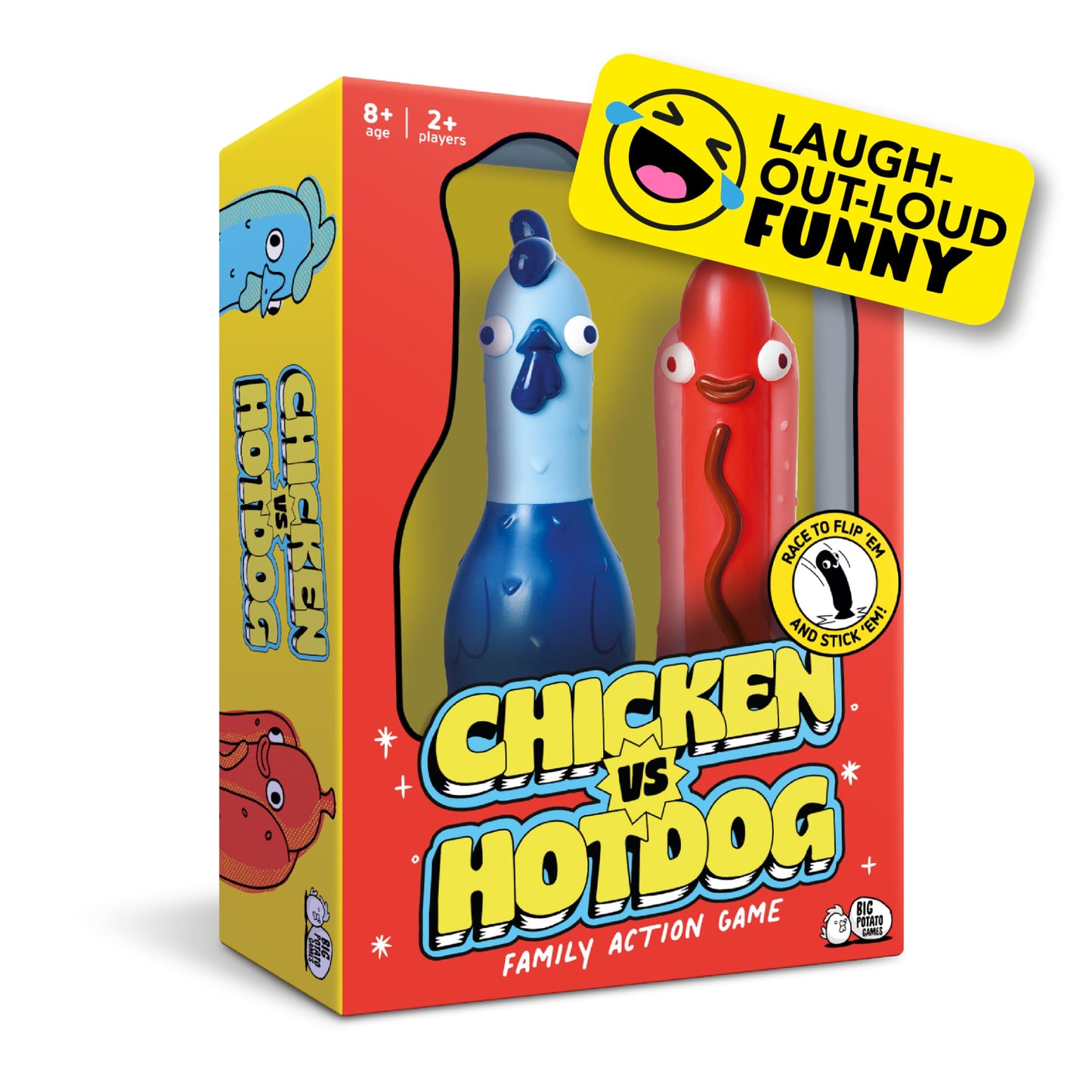 HotBig Potato Chicken vs Hotdog Action Party Game for Kids and Adults | Flip Your Sling'em, Silly Board Game, Head-to-Head Flipping Duel, Fast & Funny, 2+ Players, Ages 8+, Yard and Outdoor Game