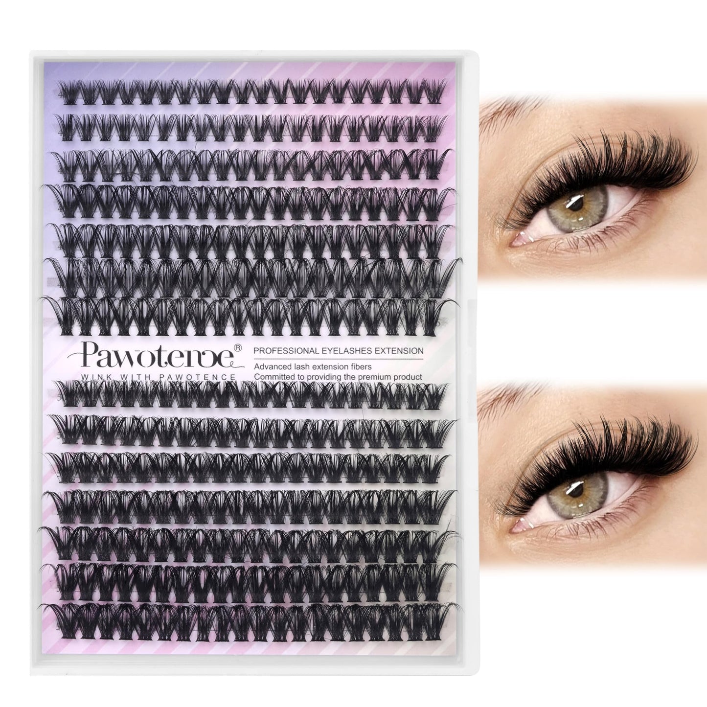 HotPawotence Lash Extension Kit DIY 280pcs Lash Clusters Eyelash Extension Kit, 9-16mm 30D 40D Individual Lashes Kit with Lash Bond and Seal, Lash Tweezers for Self Use (30D&40D, 0.07D, 9-16mm, Kit)