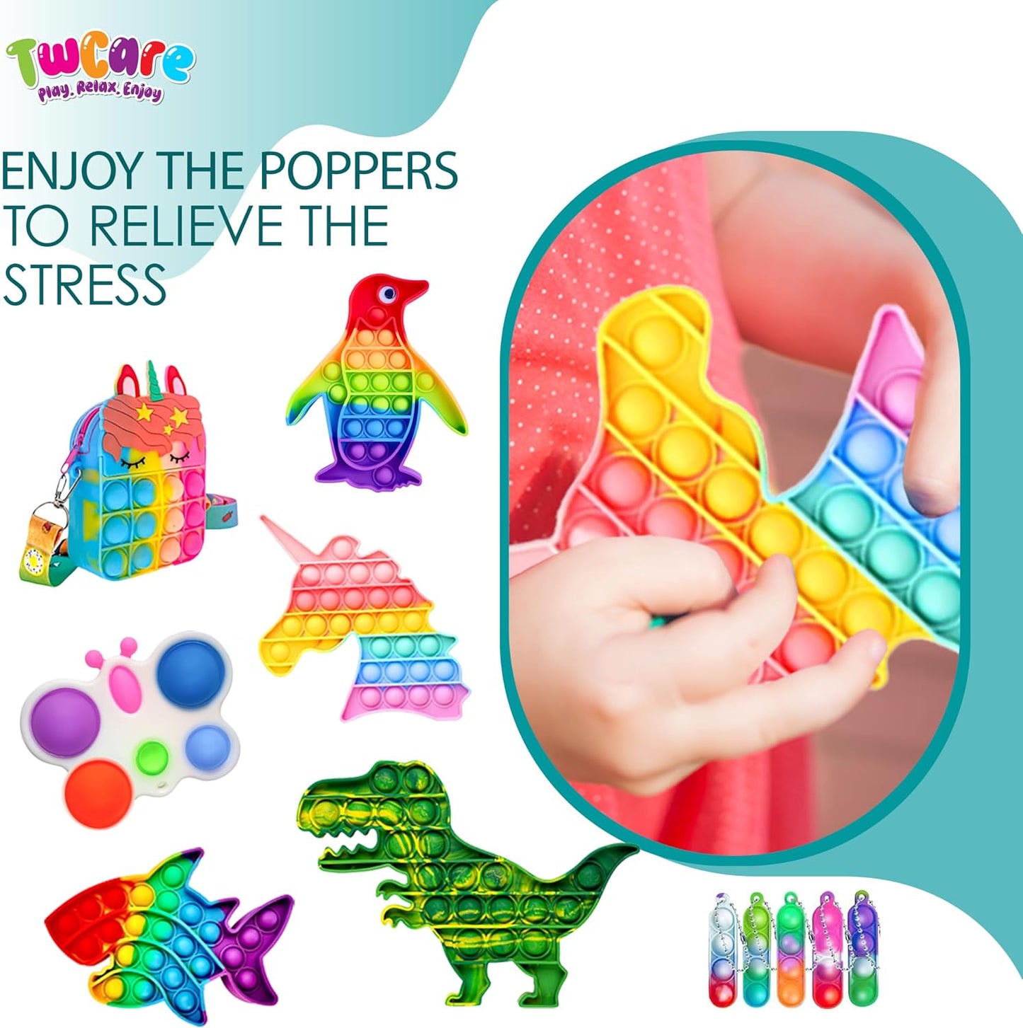 Hot 120 Pcs Fidget Toys Pack, Pop Sensory Party Favors Set Gifts for Kids Adults Boy Girl Stocking Stuffers Autistic Bulk Goodie Bag Filler Treasure Box Classroom Prizes School