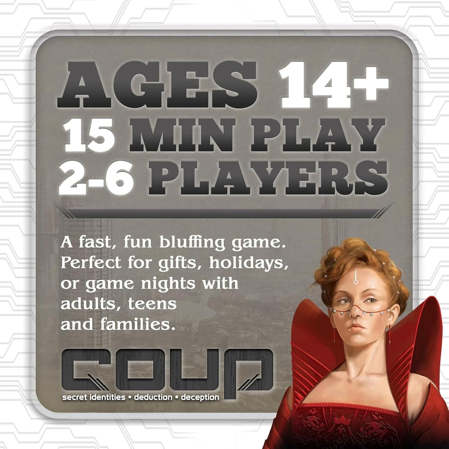 Hot Coup Card Game by Indie Boards & Cards | Fast Bluffing and Social Deduction Strategy | Hidden Roles, Deception, and Player Interaction | Quick 15-Minute Game for 2–6 Players | Adults, Teens, Families