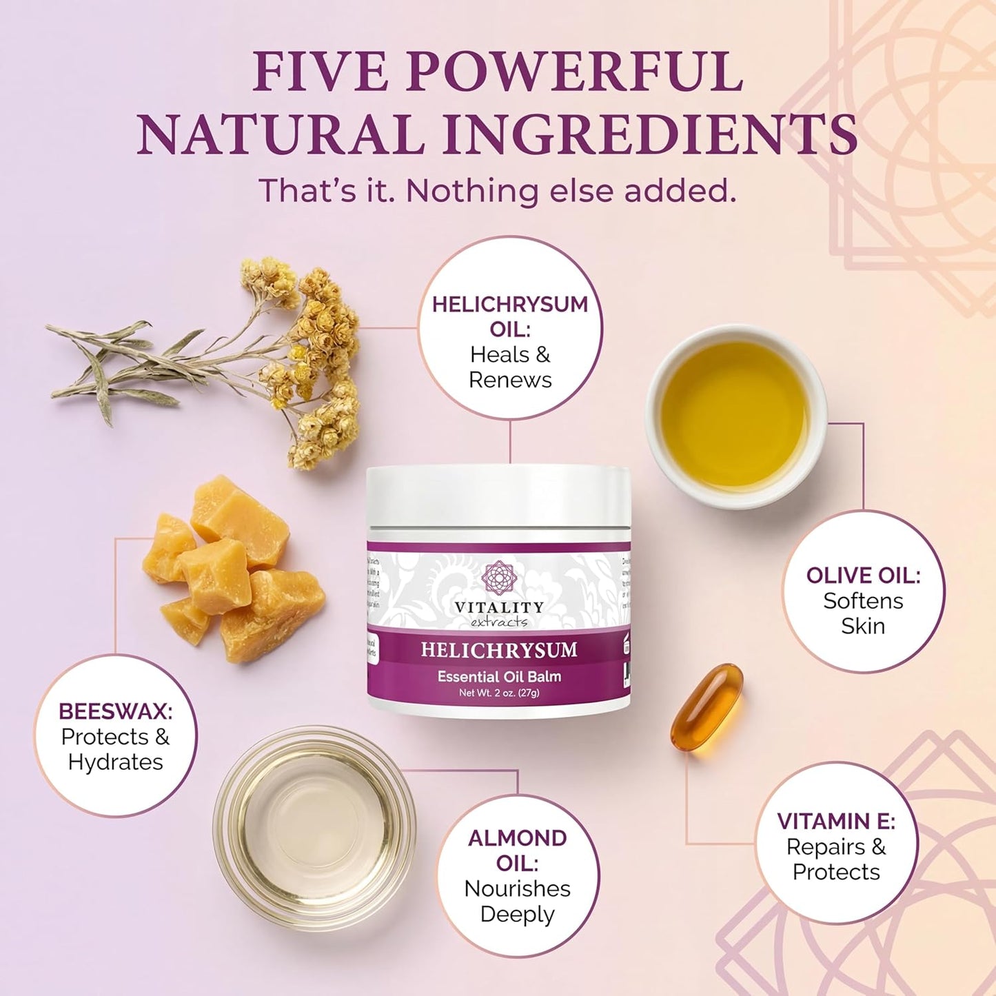 HotVitality Extracts Helichrysum Balm - 2oz, Helichrysum Gymnocephalum, Beeswax, Almond Oil, Ultra-Moisturizing, Skin Healing, Full Body Hydration