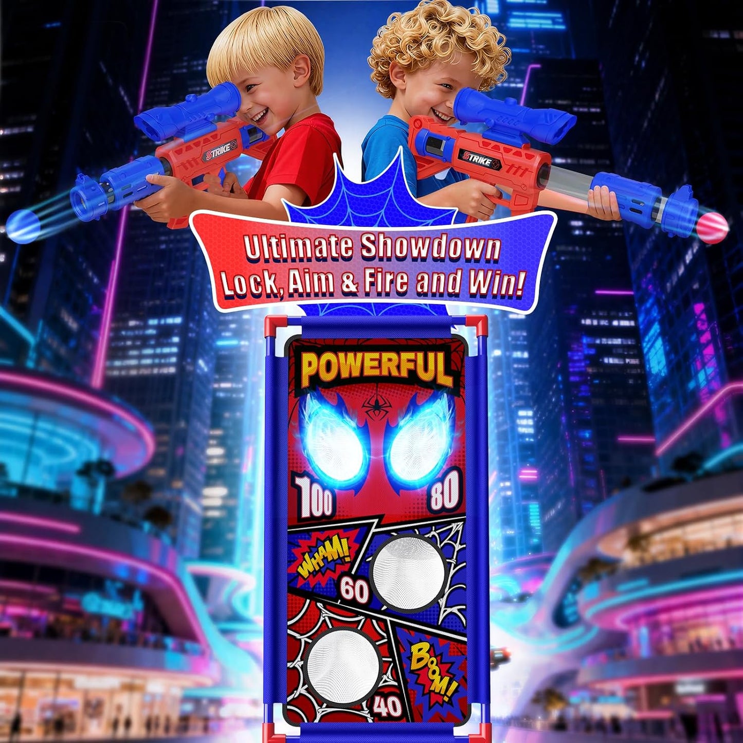Hot Shooting Toy Set with Hero-Style Target & 2 Cool Air Pump Launcher,Indoor Outdoor Kids Toy,Action Shooting Games,Boys Toys Age 3 4 5 6 7 8 9 10 11 12, Holiday Presents for Boy
