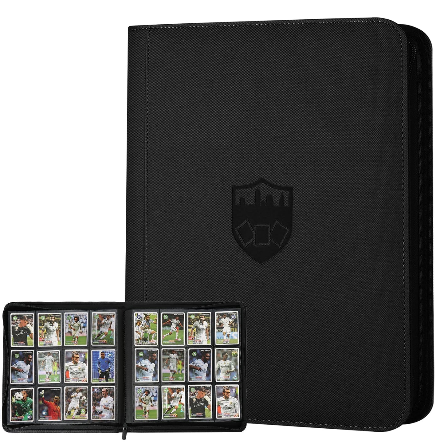 HotGERMUN 9 Pocket Trading Card Binder,720 Cards,40 Top-Loading Pages, Double Sided Pockets PU Cover Zipper Collection Album Folder for Standard MTG, TCG, Sports Cards(Black)