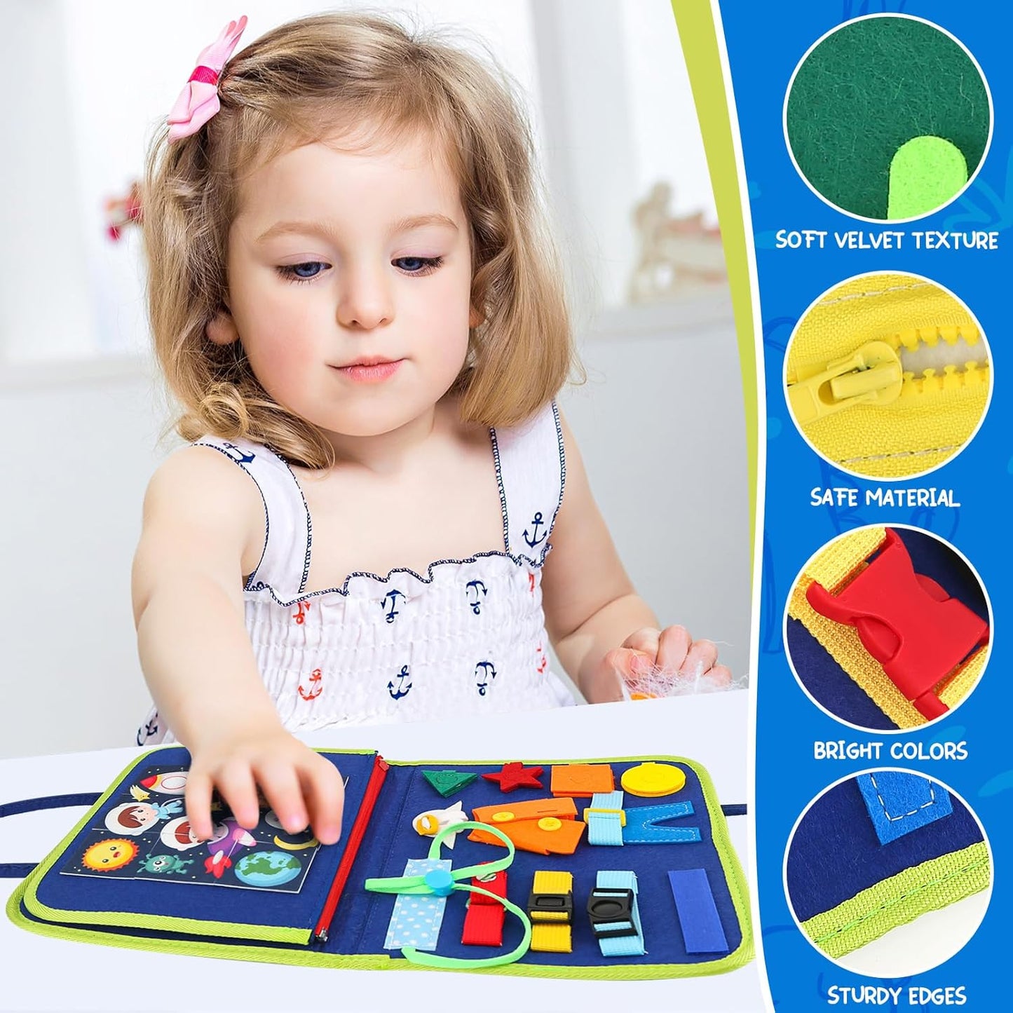Hot Toddler Busy Board, Montessori Sensory Toys for Boys, 1-4 Year Old Girl Toddler Travel Toys, Educational Learning Activities Board for Motor Skills, Birthday Gifts for Airplane Car, Pink
