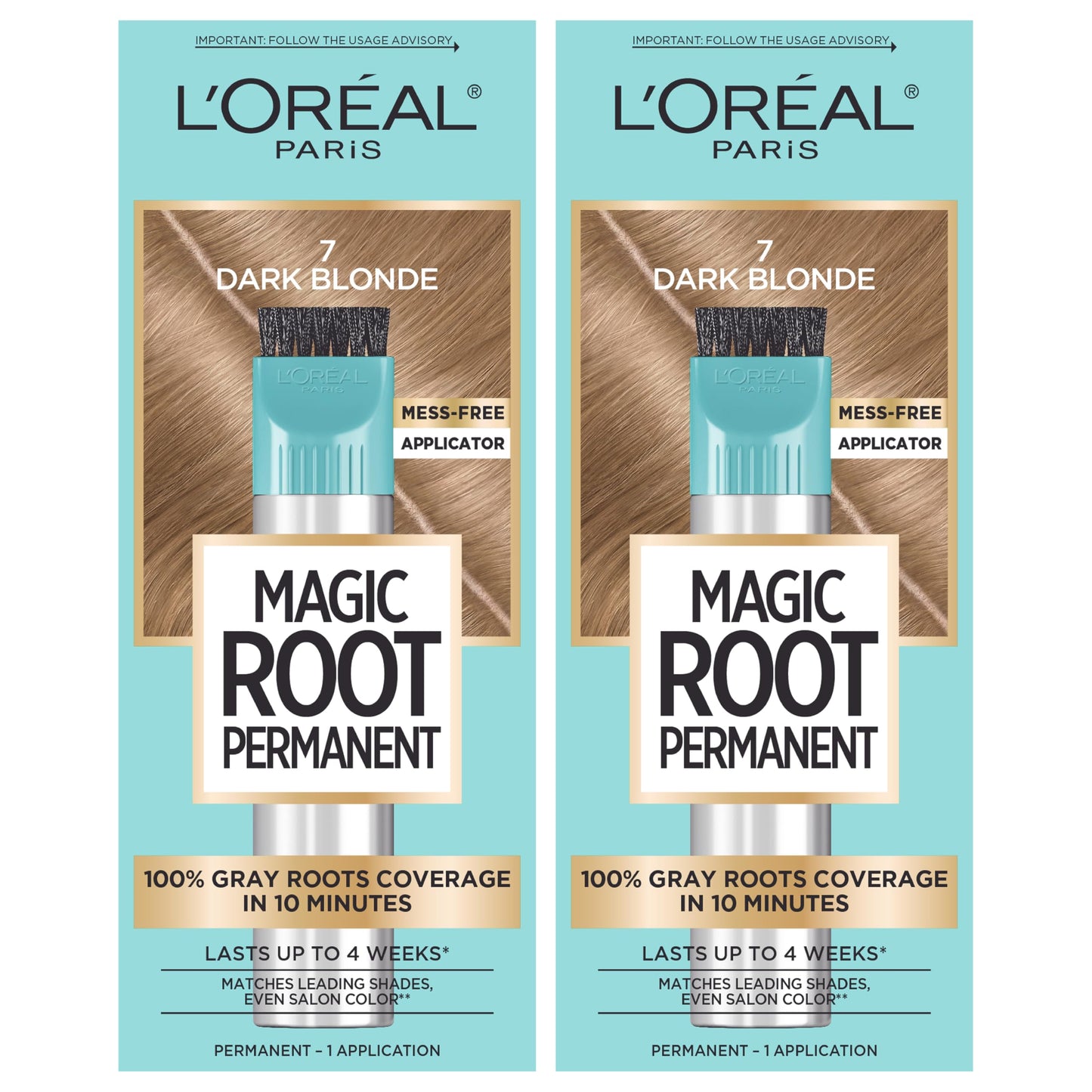 HotL'Oreal Paris Magic Root Permanent Hair Color Kit, 100% Gray Hair Coverage In Just 10 Minutes, Precision Brush Applicator for Seamless Application, 4 Dark Brown (2 Count)