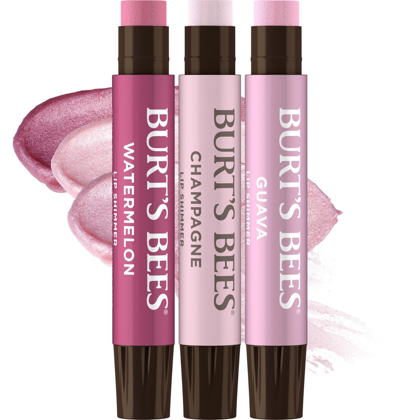 HotBurt's Bees Lip Shimmer Nude Collection, Tinted Lip Balm Stick, Moisturizing for All Day Hydration with Natural Glowy Pigmented Finish & Buildable Color, 3 Warm Shades, Value Pack, 0.09 oz., Three Tubes