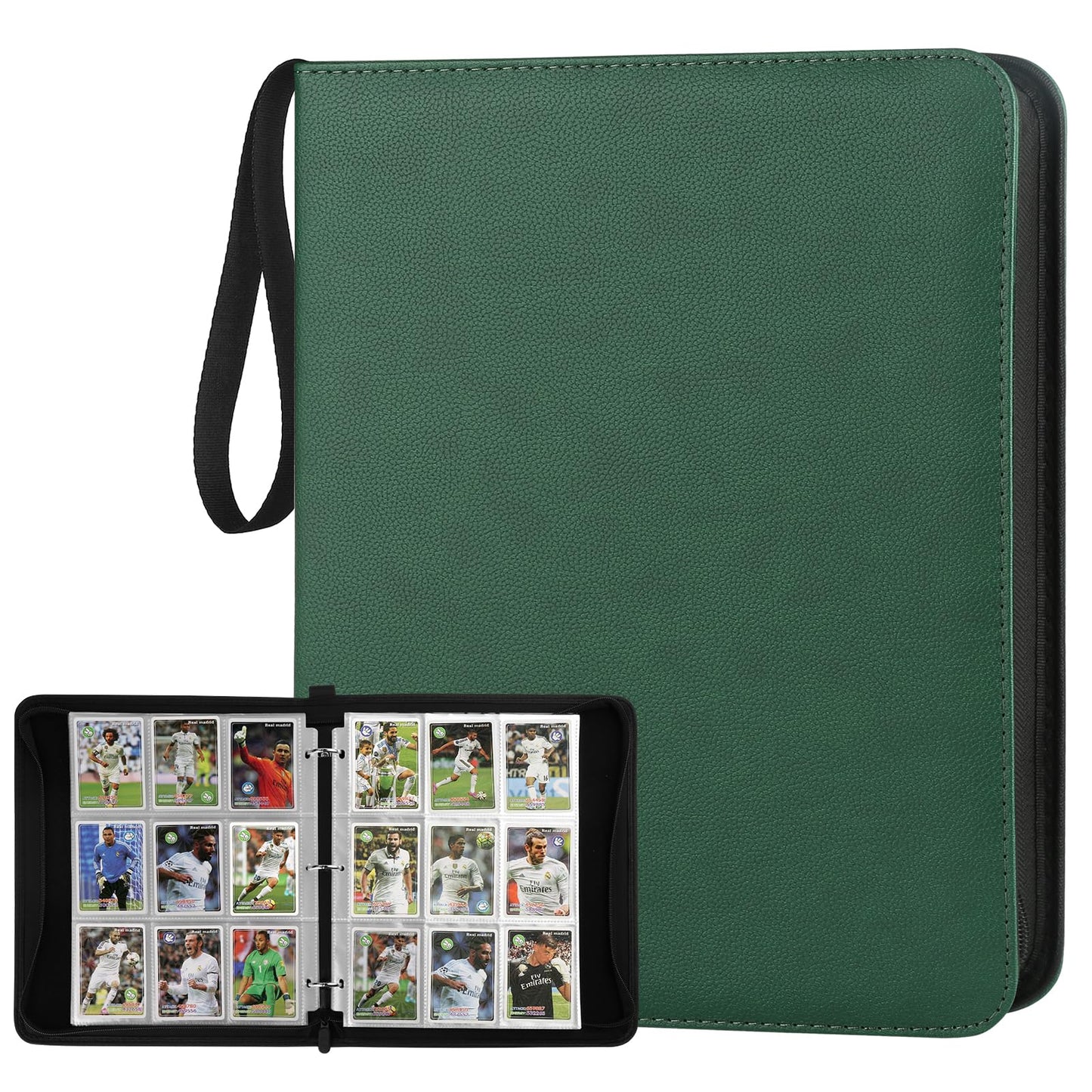 HotGERMUN 9 Pocket Trading Card Binder,720 Cards,40 Top-Loading Pages, Double Sided Pockets PU Cover Zipper Collection Album Folder for Standard MTG, TCG, Sports Cards(Black)