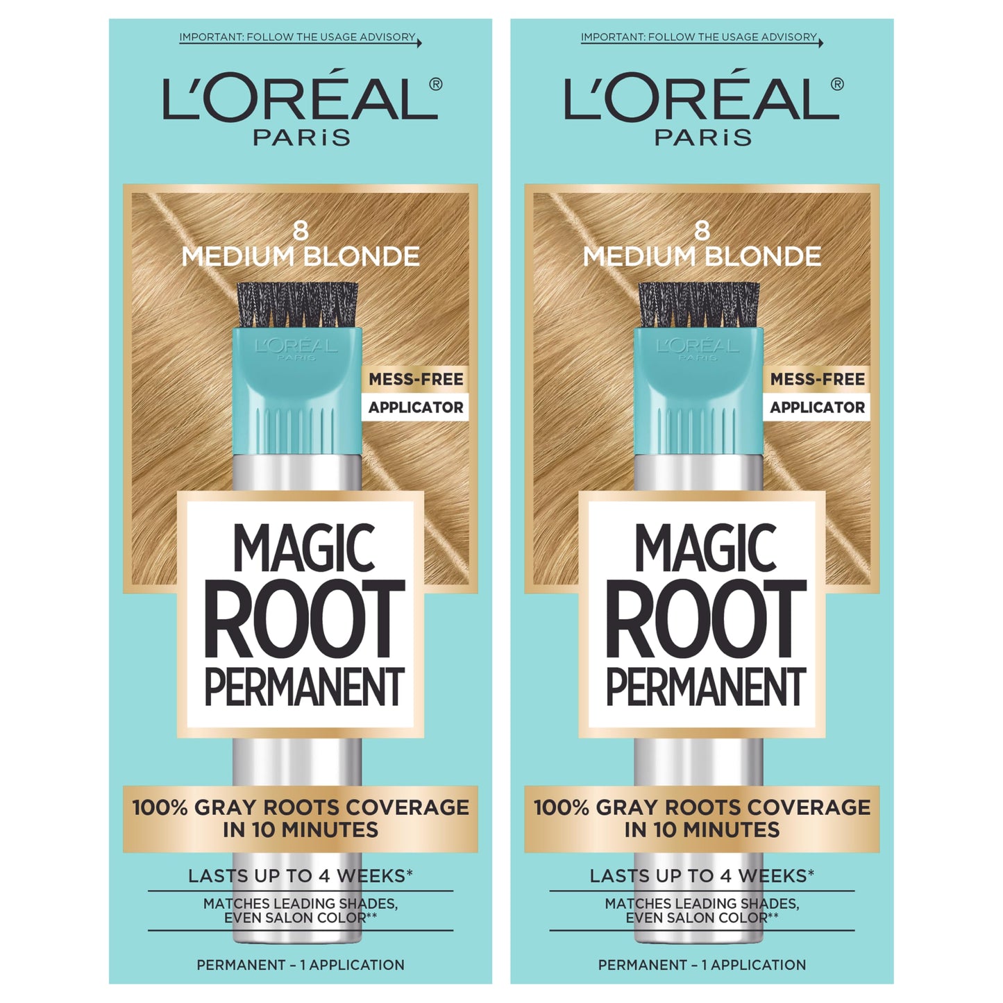 HotL'Oreal Paris Magic Root Permanent Hair Color Kit, 100% Gray Hair Coverage In Just 10 Minutes, Precision Brush Applicator for Seamless Application, 4 Dark Brown (2 Count)