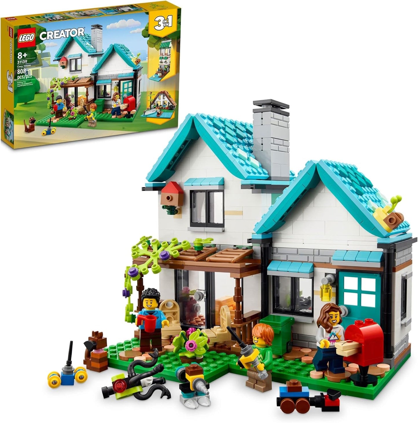 HotLEGO Creator 3 in 1 Cozy House Building Toys - Toy Figures & Pretend Play Playsets for Boys & Girls, Ages 8+ - 3 Building Options - Gift for Birthdays - 31139