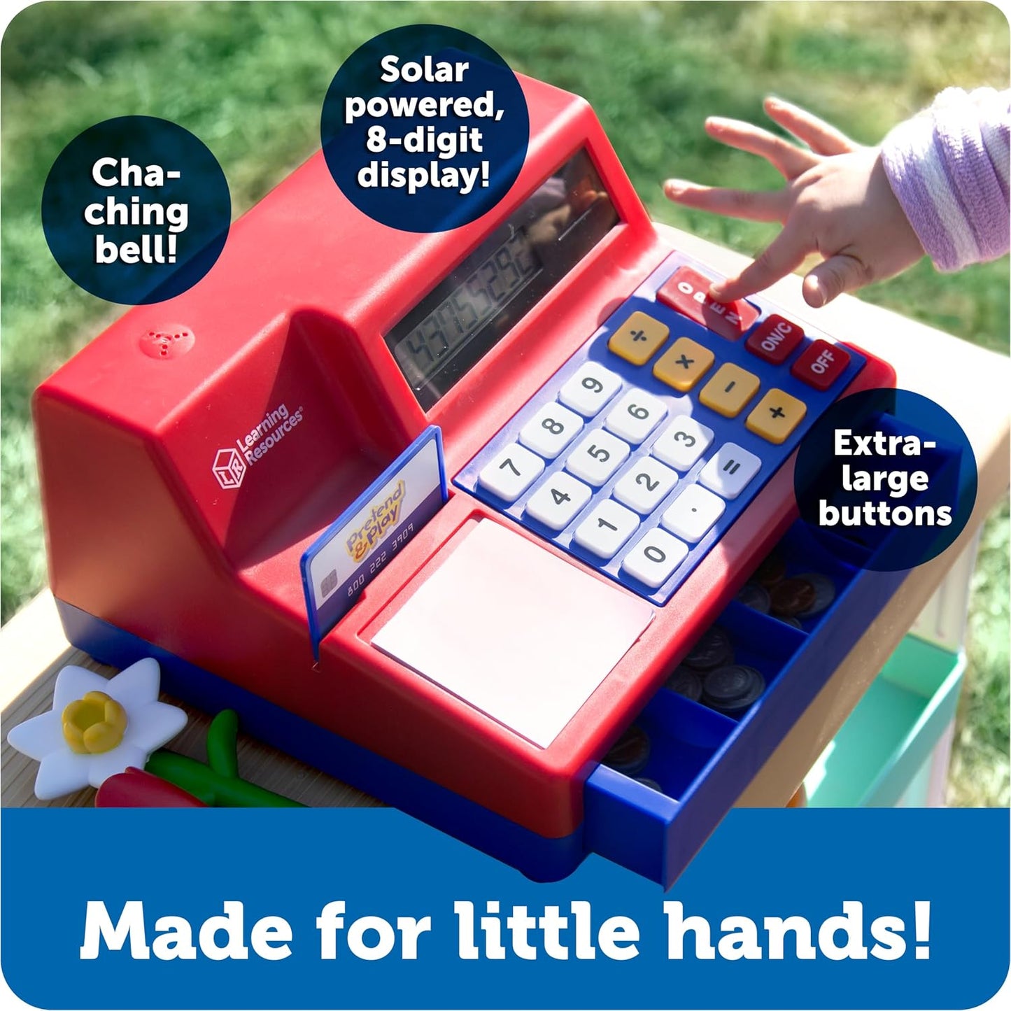 Hot Learning Resources Pretend & Play Calculator Register Toy - Kids Play Set & Credit Card Toy, Register for Kids, Pretend Grocery Store Shopping Playset for Toddlers, Teaching Math Set