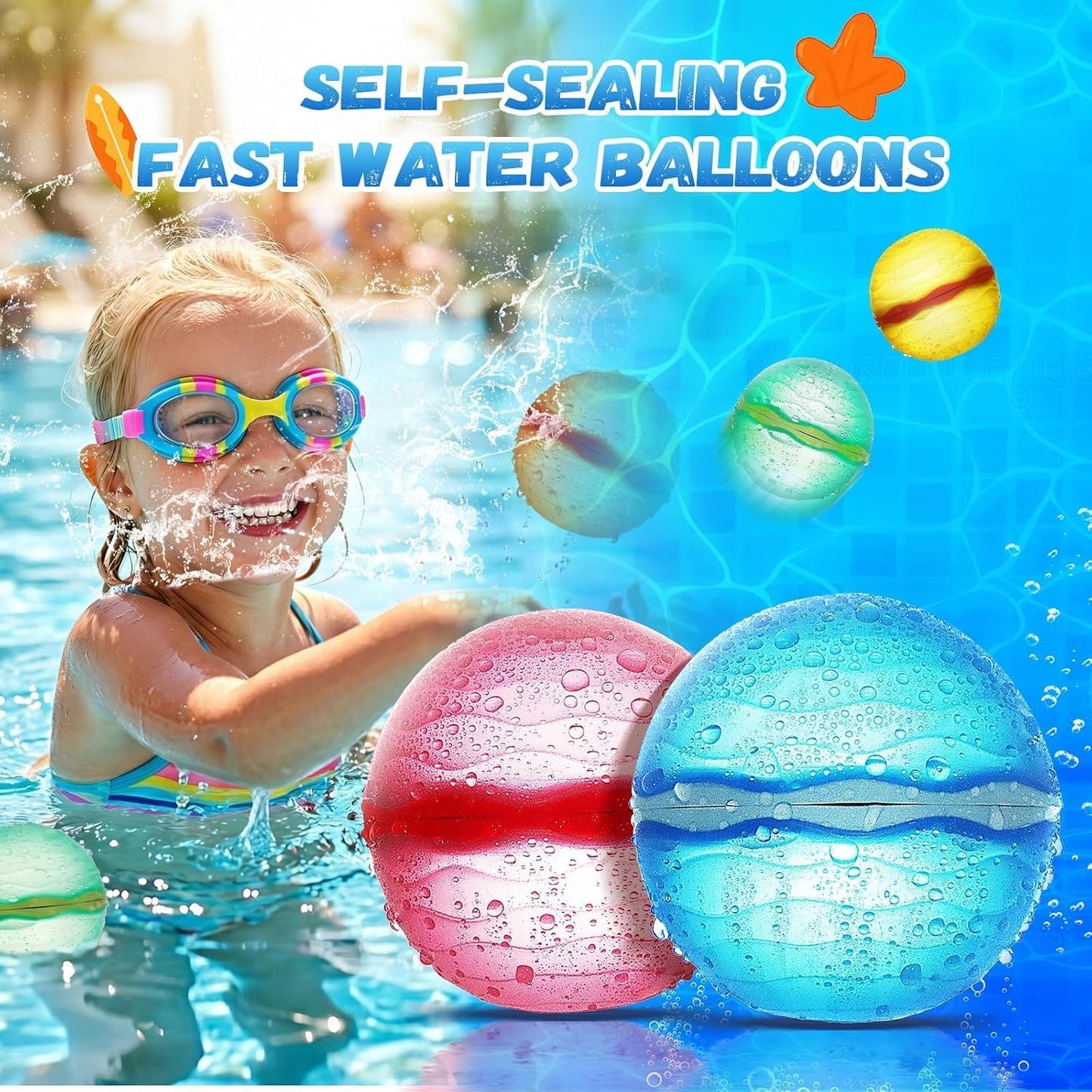 Hot【12 Pack】Magnetic Reusable Water Balloons Fast Refillable for Kids Outdoor Activities, latex-free Kids Pool Beach Bath Toys, Self-Sealing Water Bomb Quick Fill for Summer Games
