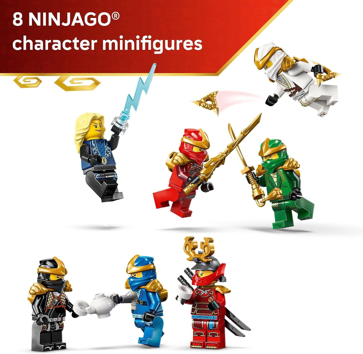Hot LEGO NINJAGO Ninja Character Display 15th Anniversary Building Toy for Kids, Ages 14+ - Ninja Playset W/Elemental Master of Lightning + 7 Minifigures - Gift Idea for Teen Boys & Girls - 71866