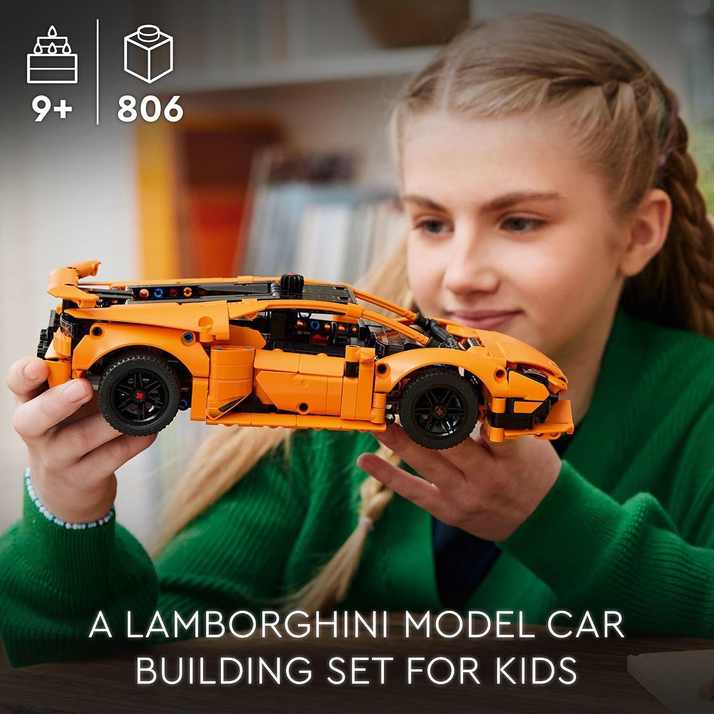 HotLEGO Technic Lamborghini Huracán Tecnica Orange Toy Cars - Building Toys for Kids, Boys & Girls, Ages 9+ - Lamborghini Toy Car W/ V10 Engine & Steering - Gift Ideas for Birthdays - 42196