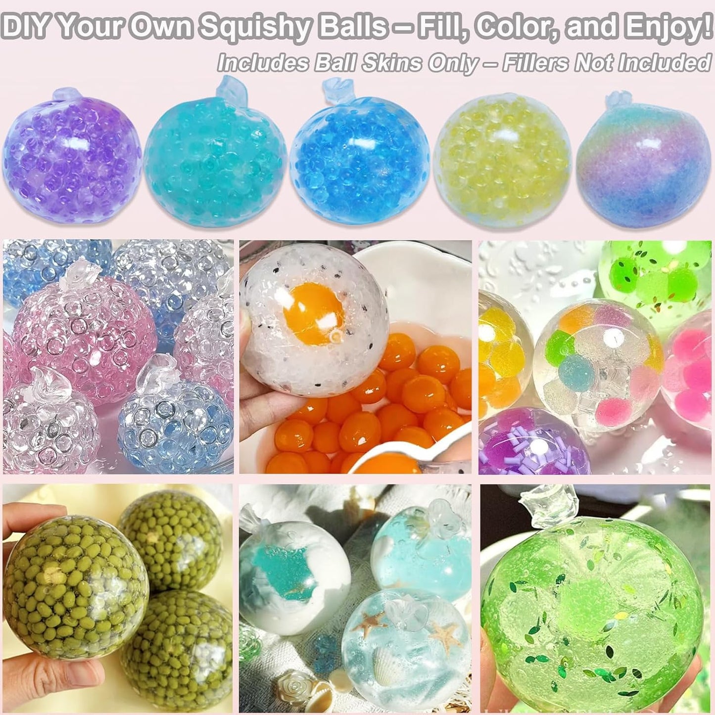 Hot 15pcs DIY Stress Ball Kit – Blank Skins with Air Pump & Expander Tool for Making Pressure Balls, Make Your Own Fidget Pressure Balls (15Transparent)