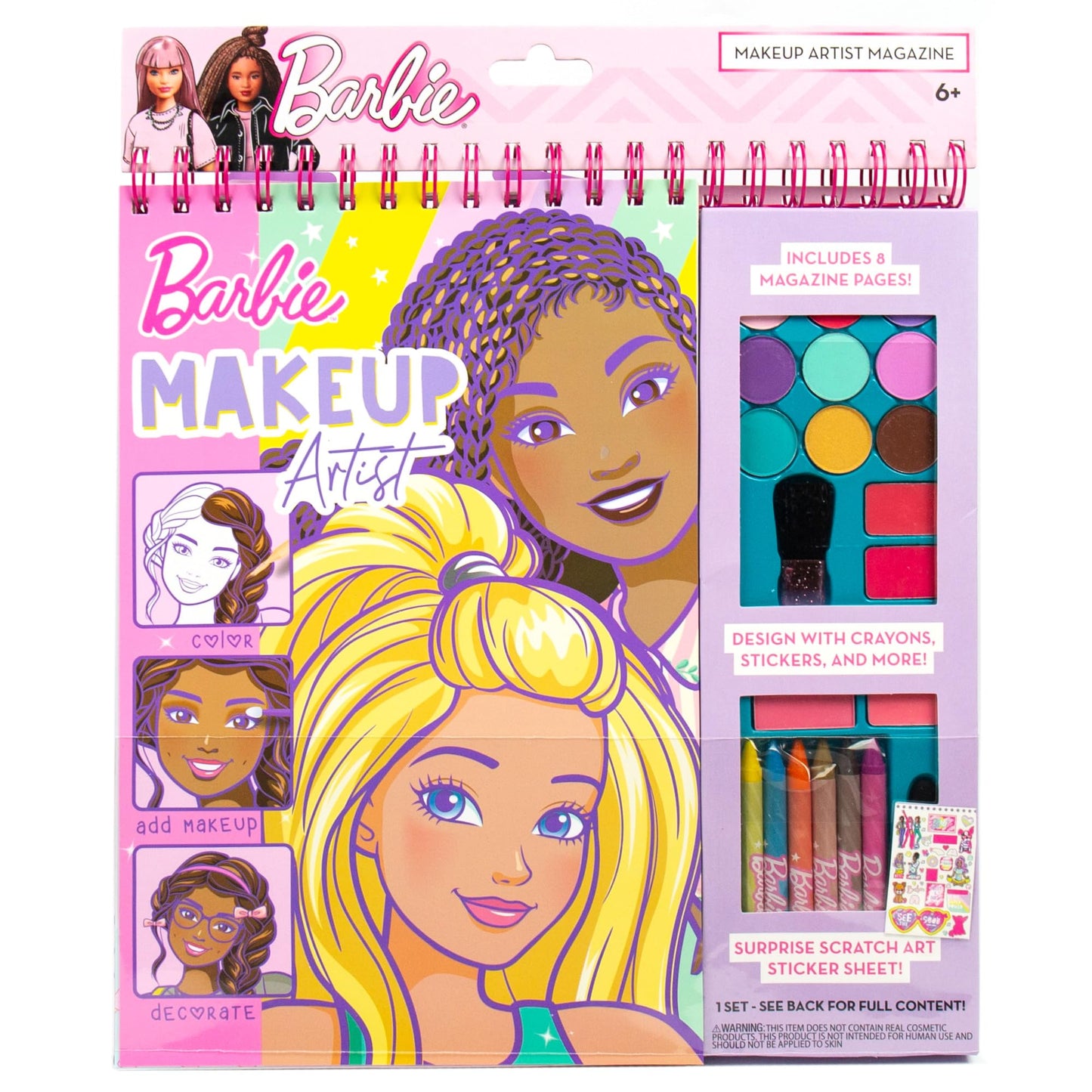 HotHorizon Group USA Barbie Magazine - Create Hair & Makeup Looks with 130+ Stencils, 180+ Stickers, Crayons & Pretend Makeup