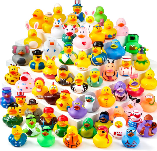 HotJOYIN 30 Pcs Rubber Ducks, Random Assortment Ducks Bulk with Mesh Carry Bag, Mini Rubber Duckies for Baby Bath Toys, Kids Toddler Summer Pool Toys Birthday Gifts Party Favors