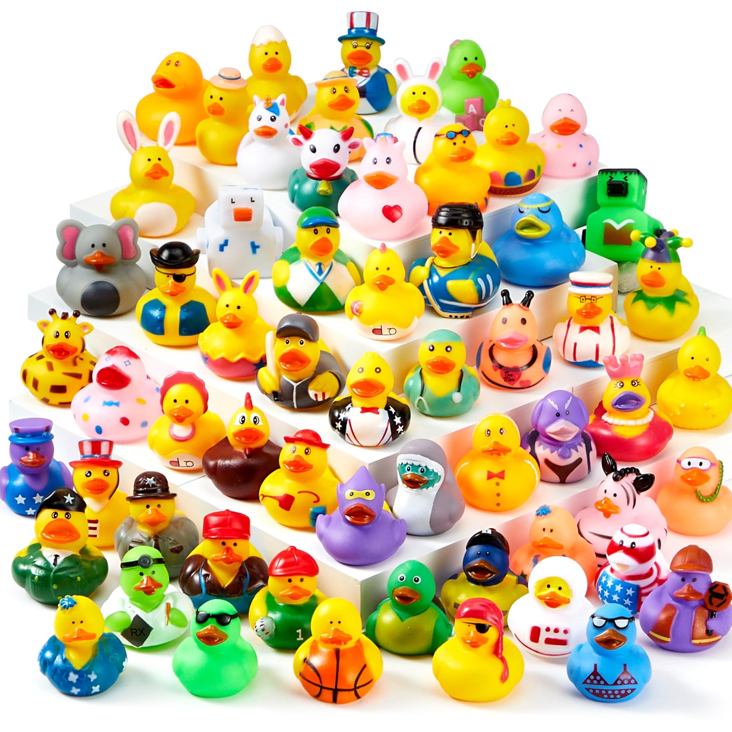 HotJOYIN 30 Pcs Rubber Ducks, Random Assortment Ducks Bulk with Mesh Carry Bag, Mini Rubber Duckies for Baby Bath Toys, Kids Toddler Summer Pool Toys Birthday Gifts Party Favors