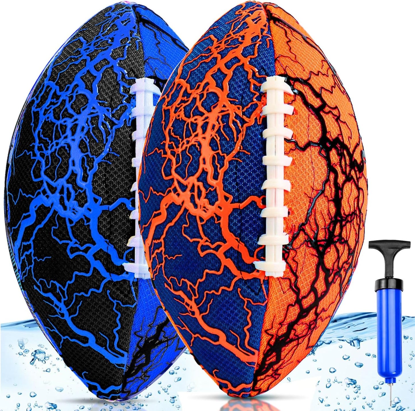 HotJasonwell Pool Beach Water Football - 2Pack Strong Grip Waterproof Football for All-Weather Play Pool Toys Beach Games Outdoor Sports Toy Christmas Birthday Gifts for Kids Boys Teens Adults