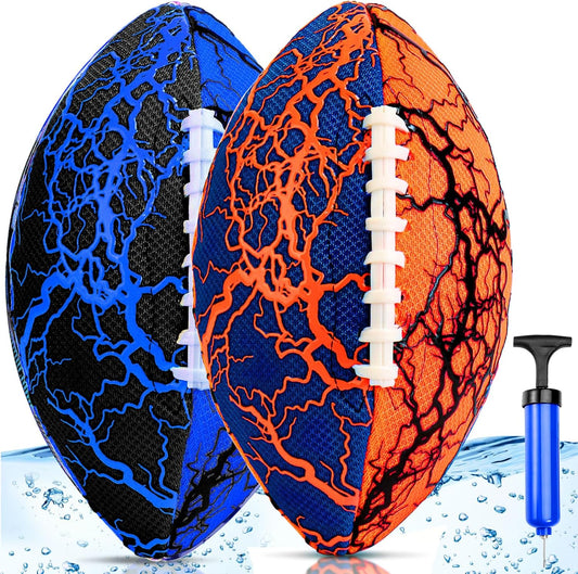 HotJasonwell Pool Beach Water Football - 2Pack Strong Grip Waterproof Football for All-Weather Play Pool Toys Beach Games Outdoor Sports Toy Christmas Birthday Gifts for Kids Boys Teens Adults