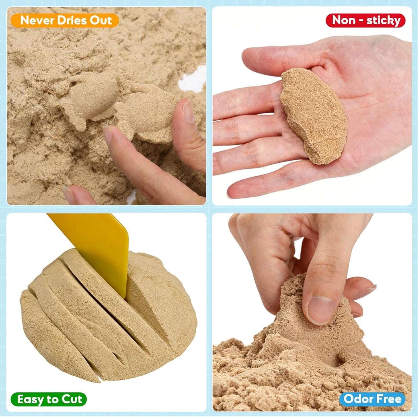 HotFURWEY 6.6lbs Play Sand, Natural Brown Sensory Sand,Suitable for Children to Shaping, Squeezing and Sculpting（Without Molds）