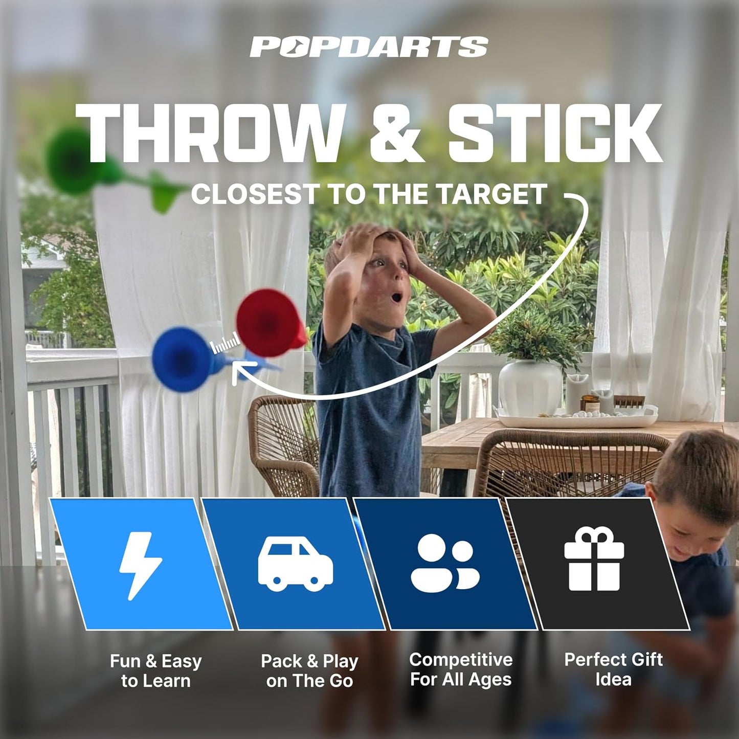 HotPopdarts Game Rookie Pack Suction Cup Dart Game | Beginner-Friendly for Kids, Families, and New Players, Indoor & Outdoor Target Toss, Fast Setup, Durable, Simple Rules