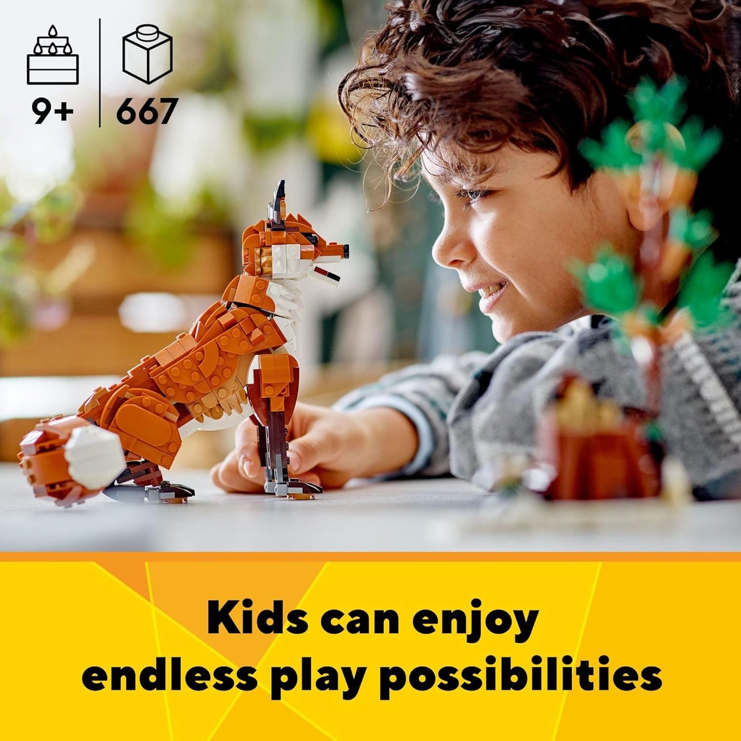 HotLEGO Creator 3 in 1 Forest Animals Red Fox Toys - Building Toys for Kids, Boys & Girls, Ages 9+ - W/ 3 Building Options into Fox, Owl, or Squirrel - Gift for Birthdays - 31154