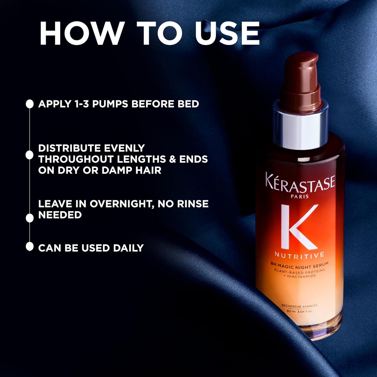 HotKerastase Nutritive 8H Magic Night Serum - Overnight Treatment for Dry Hair, Enhances Shine, Nourishes and Reduces Frizz, With Plant-Based Proteins, For All Hair Types