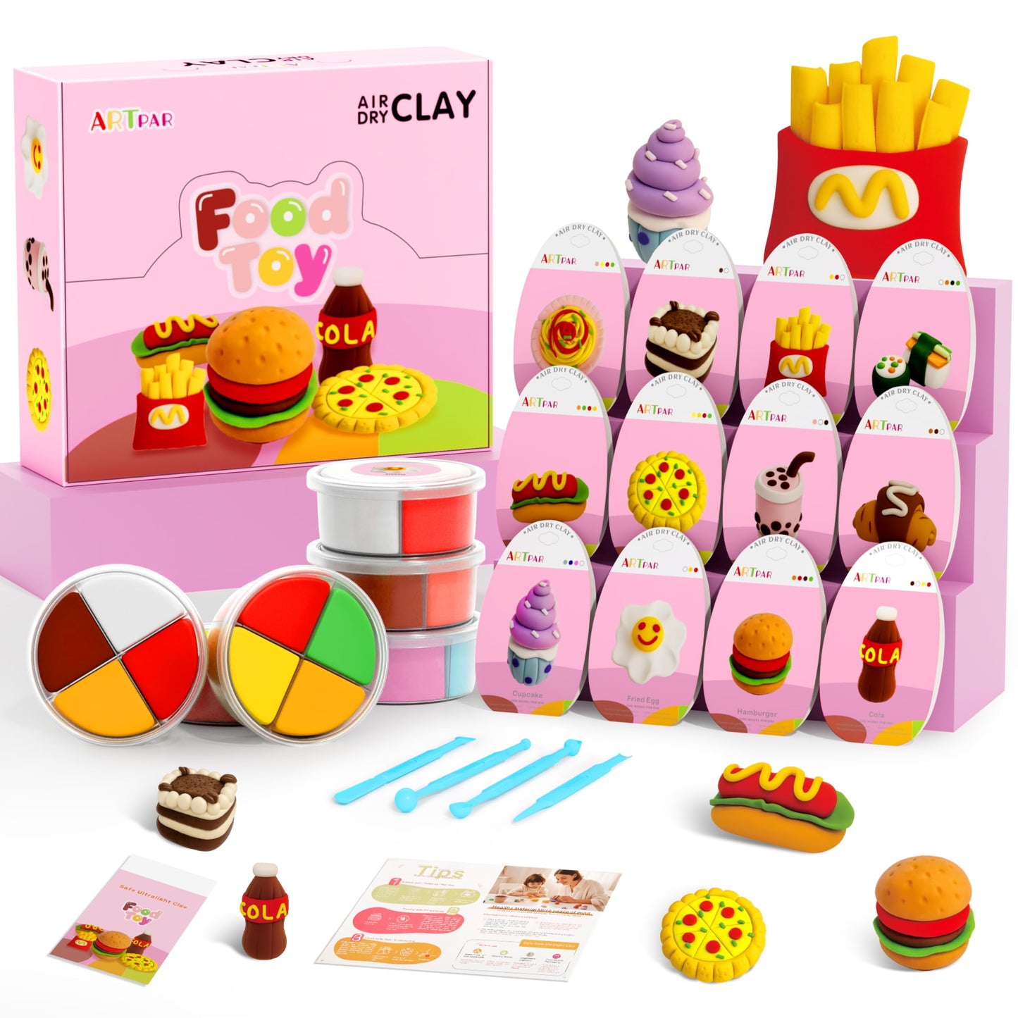 HotARTPAR Air Dry Clay Kit,12 Desserts Modeling Magic Clay for Kids Craft Kit | Ultra-Light & Soft, Safe and Non-Sticky | Cute DIY Art & Crafts Fun Kitchen Toys, Home Party Favors Gifts for Boys & Girls