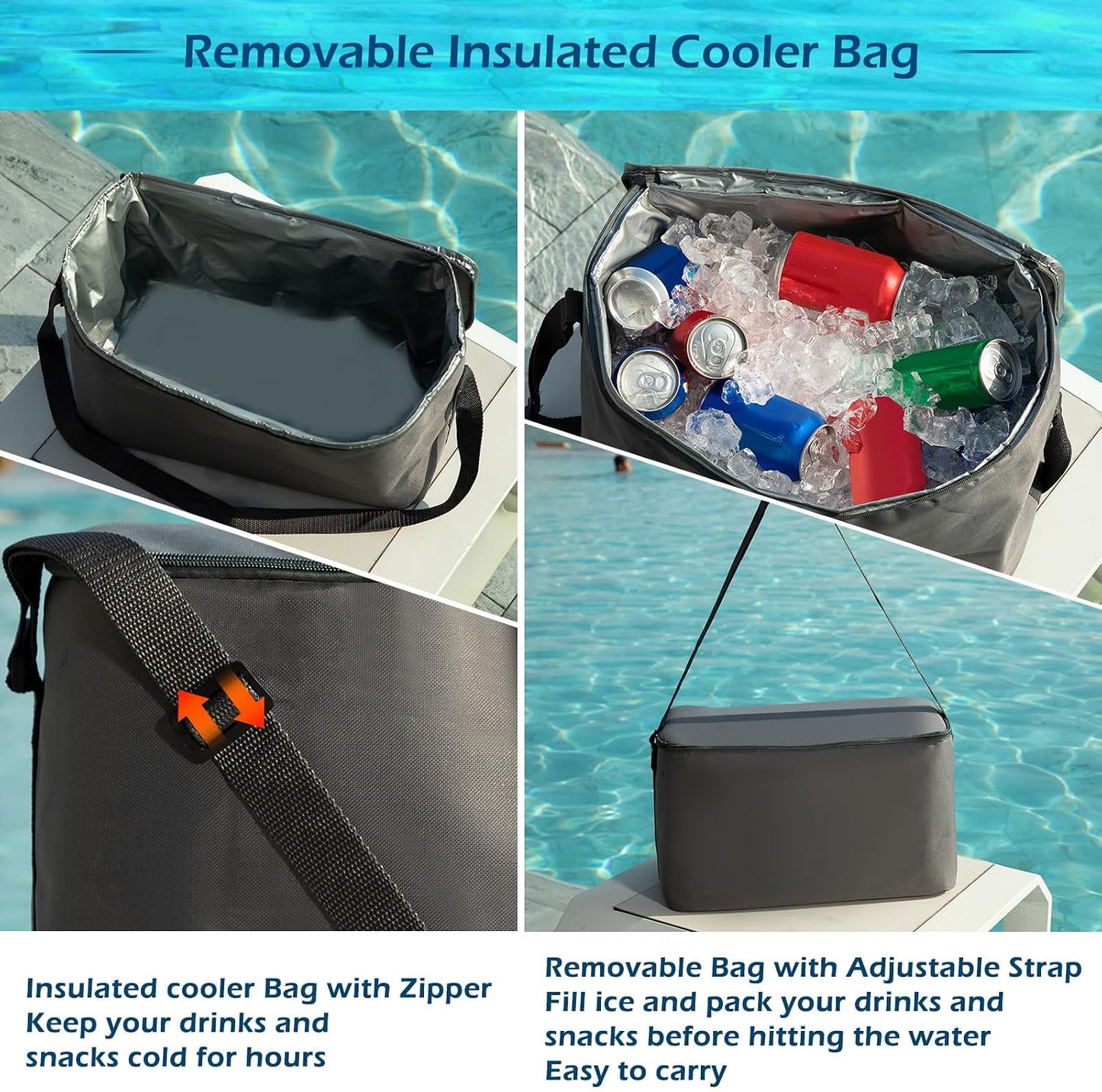 Hot Jasonwell Heavy Duty 2 Person Inflatable River/Pool Tube Float with Removable Cooler, Tubes for Lake, Floating River Raft Lounge Floatie with 2 cup Holders For Adults, Cyan