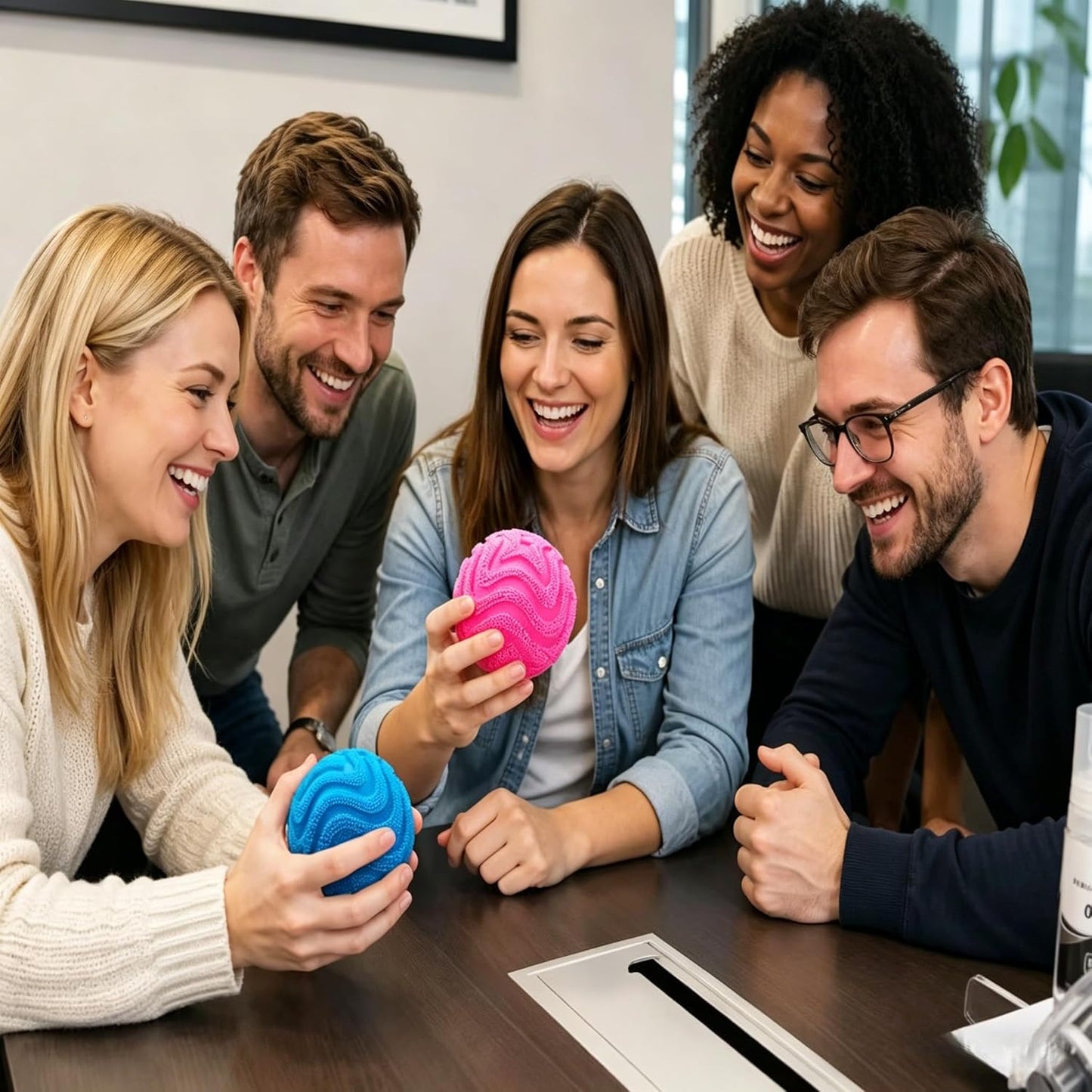 HotFuzz Ball Squishy Stress Ball,Soft Fidget Squishy Fuzz Squeeze Ball for Adults,Anxiety Stress Relief Toys,Party Favors Gift for Adults (Pink Ball)