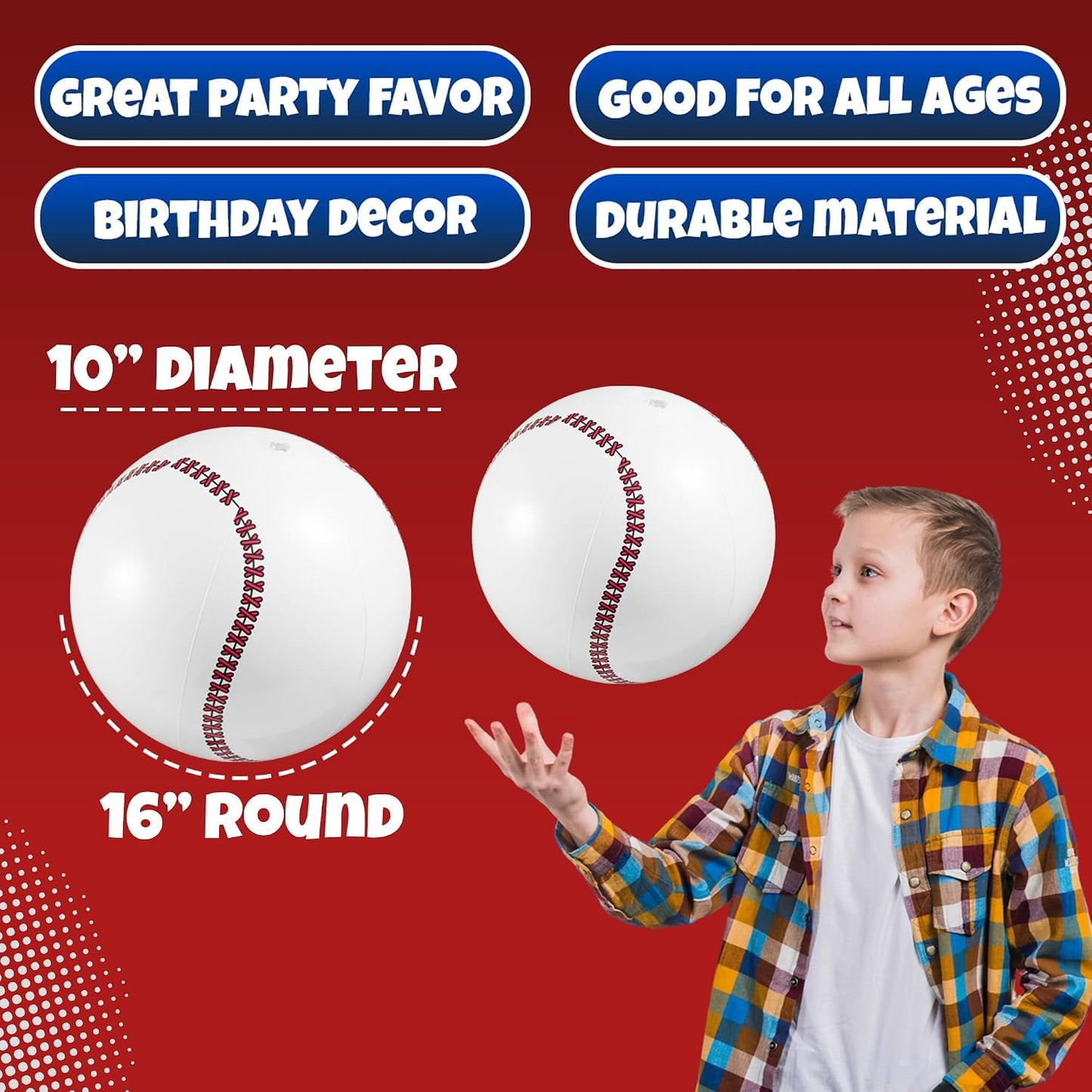Hot Bedwina Inflatable Baseball (Pack of 12) 16-inch, Baseball Beach Balls for Themed Party Decorations & Birthday Decor - Pool Ball Toys Party Favors & Goodie Bags Favors for Kids, Boys and Girls