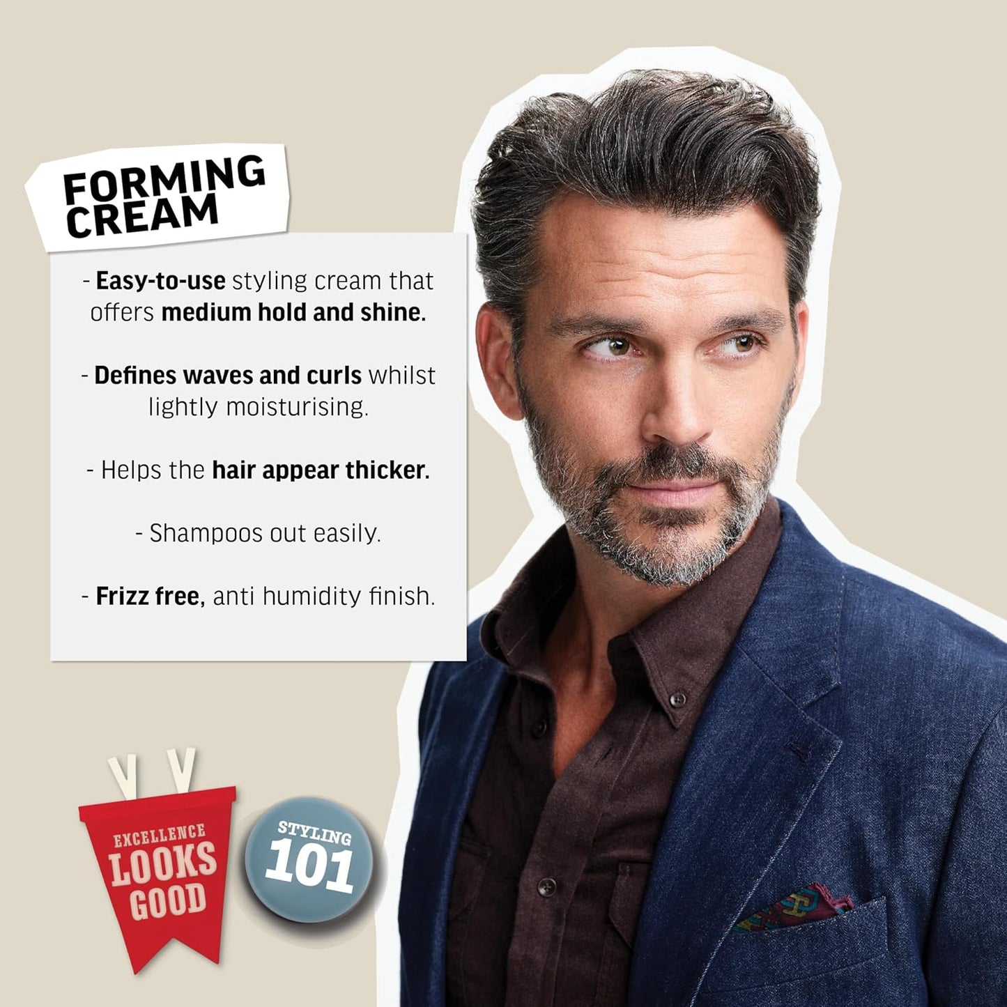HotAmerican Crew Men's Hair Forming Cream, Like Hair Gel with Medium Hold & Medium Shine, 3 Oz (Pack of 1)