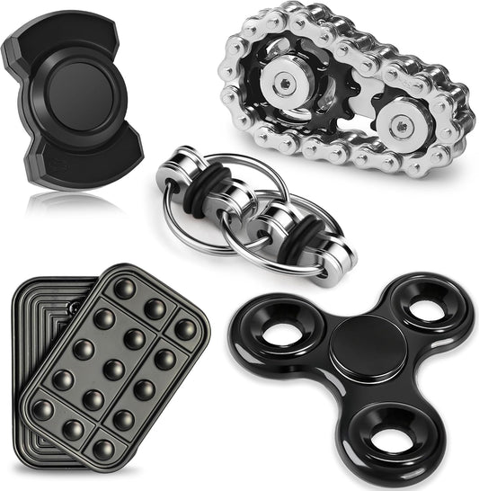 Hot 5 Pcs Fidget Toys Adults & Teen Metal Fidgets Spinner for Teens Boys Magnetic Slider Cool Gadgets Office Desk Toy Stress Relief Sensory Items Figette for Classroom Autism ADHD Anxiety Gifts