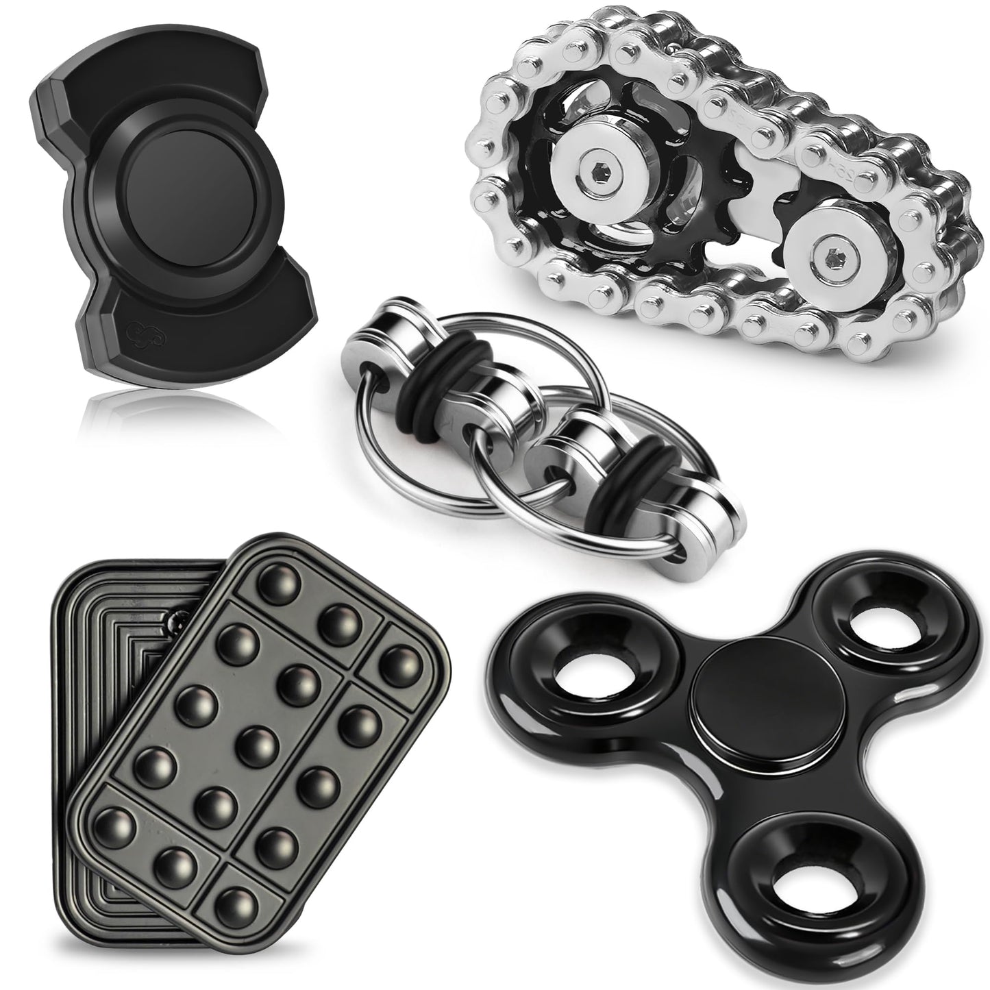 Hot 5 Pcs Fidget Toys Adults & Teen Metal Fidgets Spinner for Teens Boys Magnetic Slider Cool Gadgets Office Desk Toy Stress Relief Sensory Items Figette for Classroom Autism ADHD Anxiety Gifts